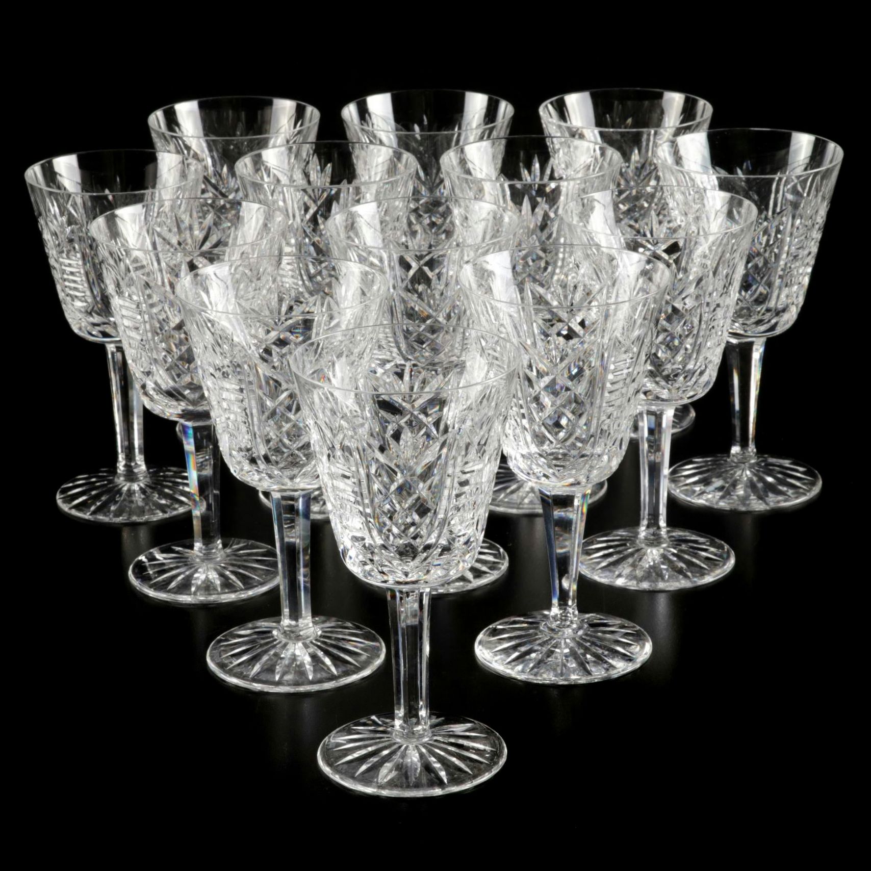 Waterford "Clare" Crystal Claret Wine Glasses, Set of Thirteen, 2000-2017