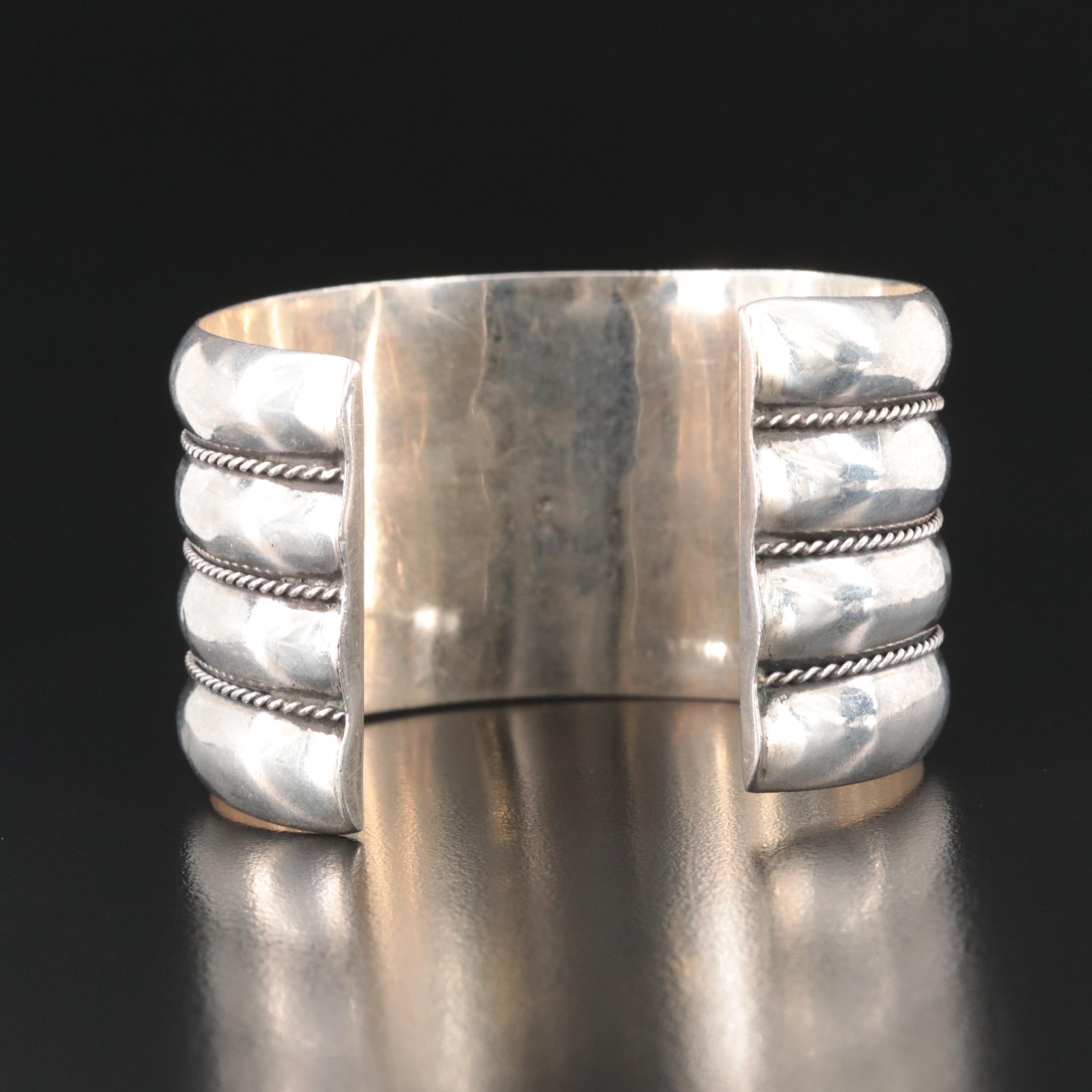 Sterling Fluted Cuff with Rope Detailing