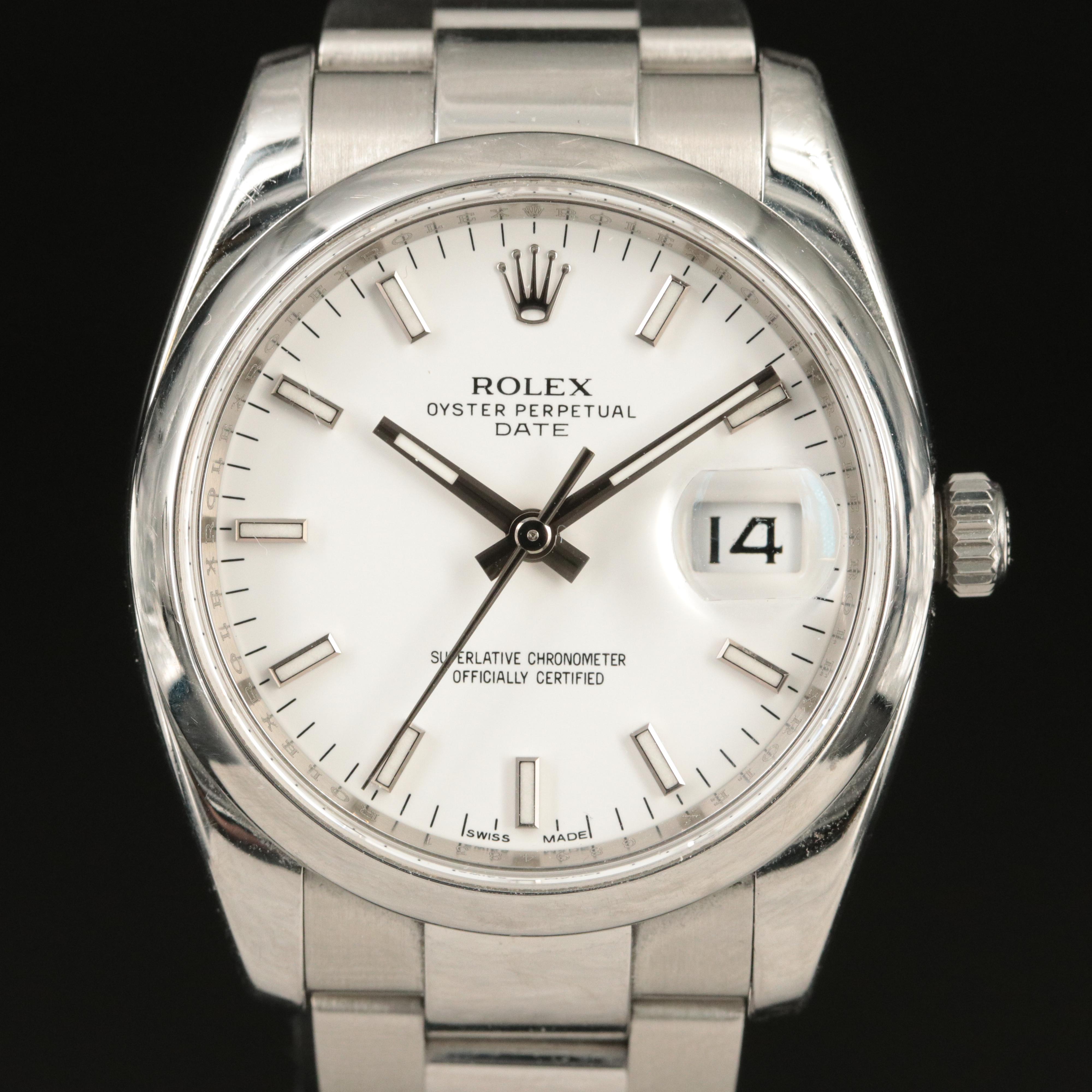 2010 Rolex Oyster Perpetual Date Stainless Steel Watch