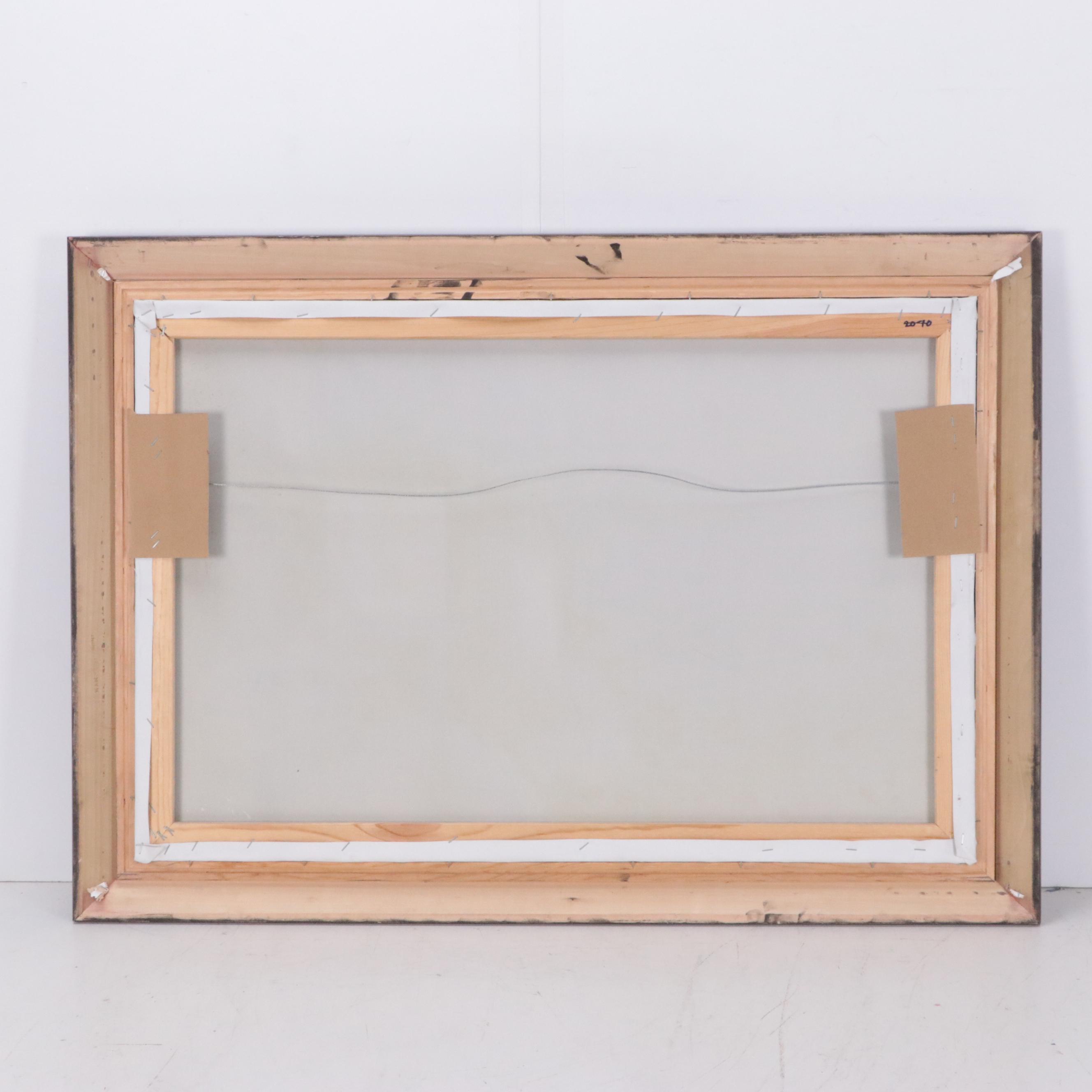 Rossini Oil Painting of Coastal Landscape with Villa, Late 20th Century