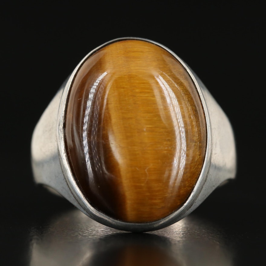 Sterling Tiger's Eye Solitaire Ring
