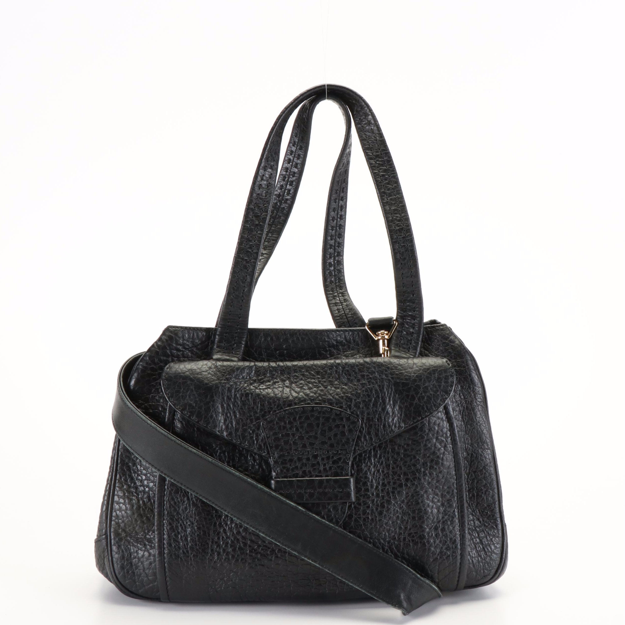 Prada Shoulder Bag in Black Pebbled Leather