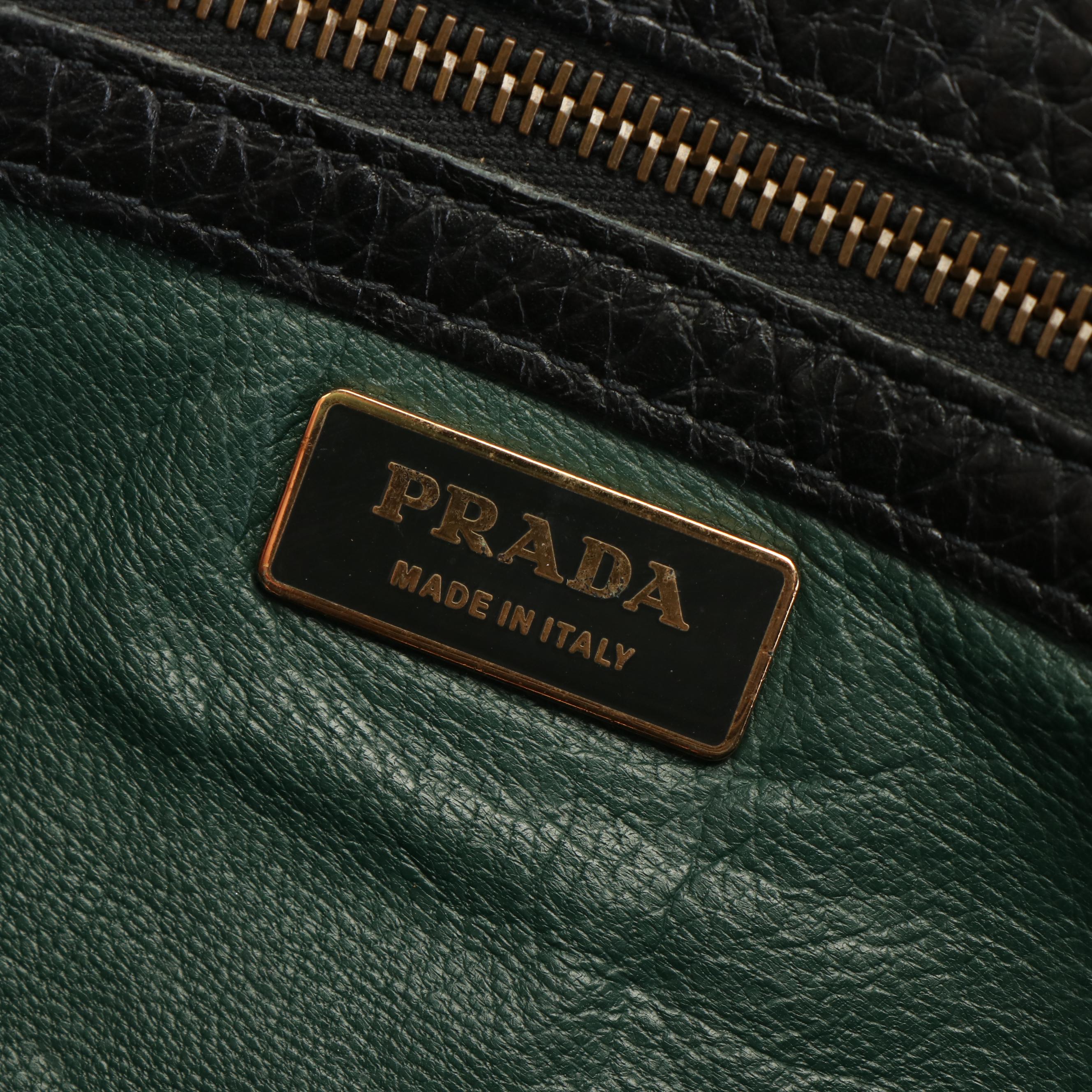Prada Shoulder Bag in Black Pebbled Leather
