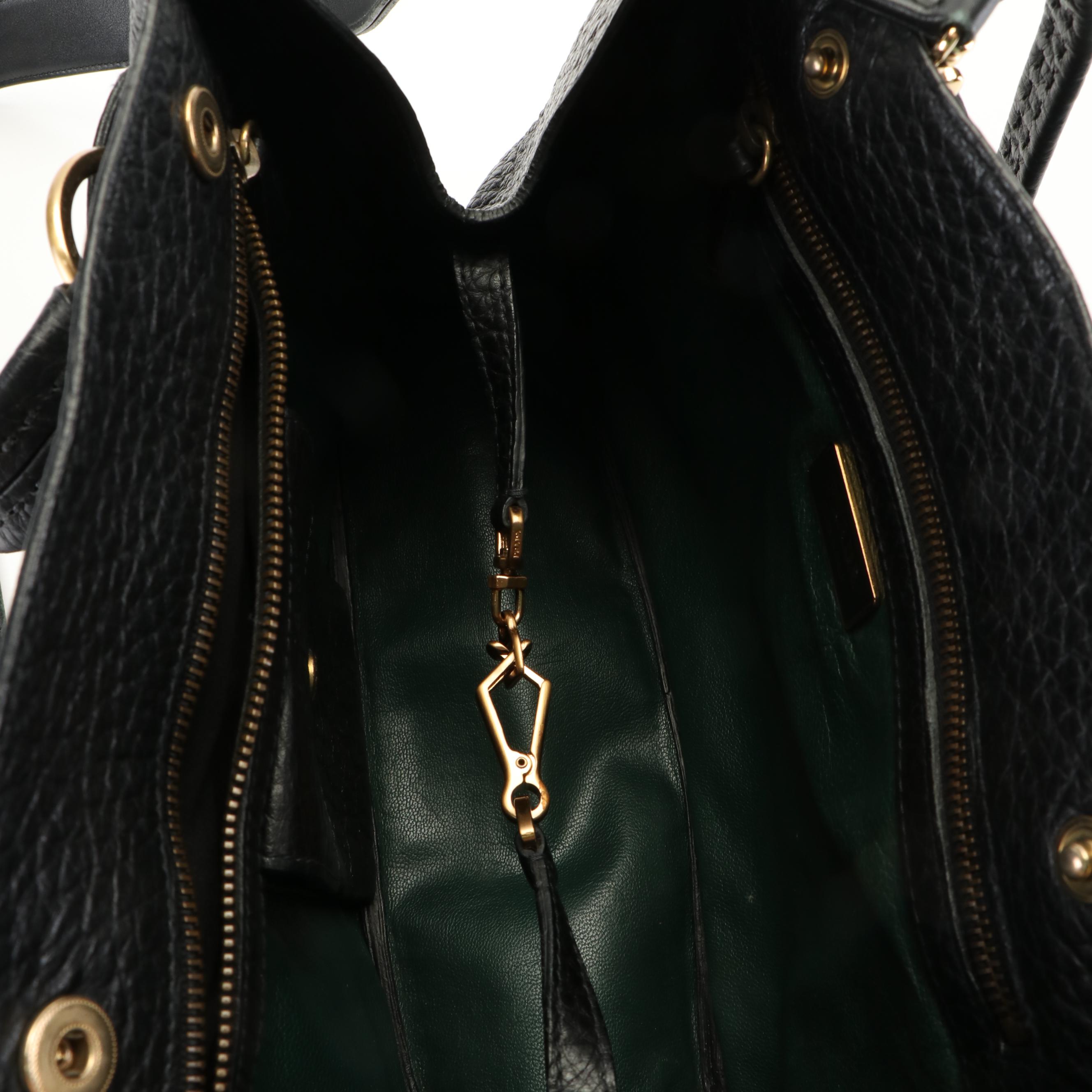 Prada Shoulder Bag in Black Pebbled Leather