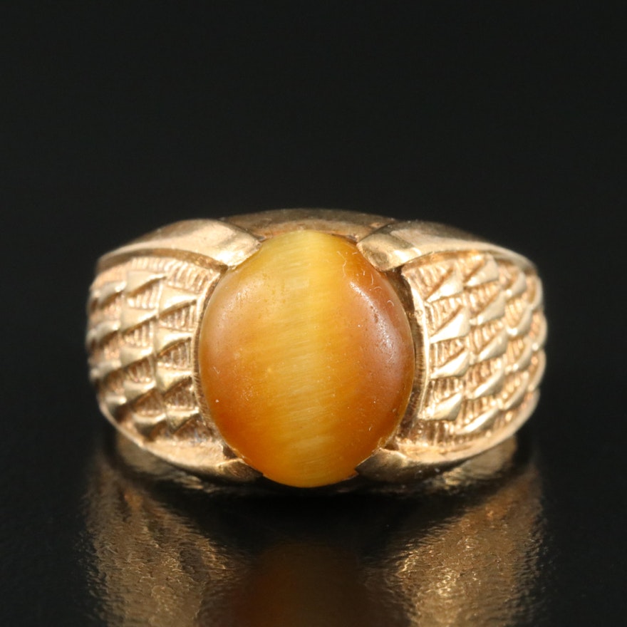 Vintage 10K Rose Gold Cat's-Eye Quartz Ring