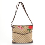 Gucci GG Canvas Messenger Crossbody Bag with Leather Trim