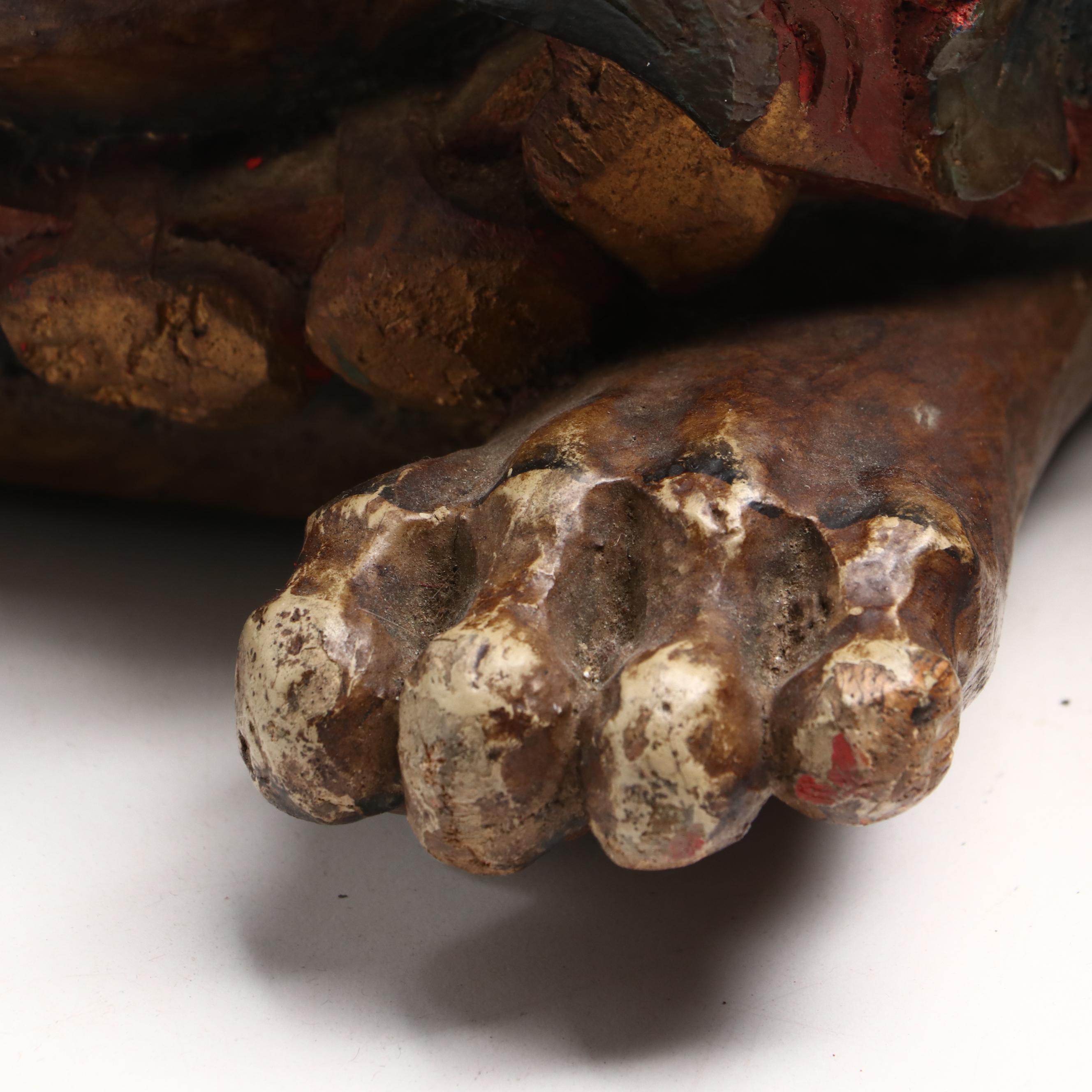 Pair of Chinese Carved and Polychrome-Painted "Shishi" Guardian Lions