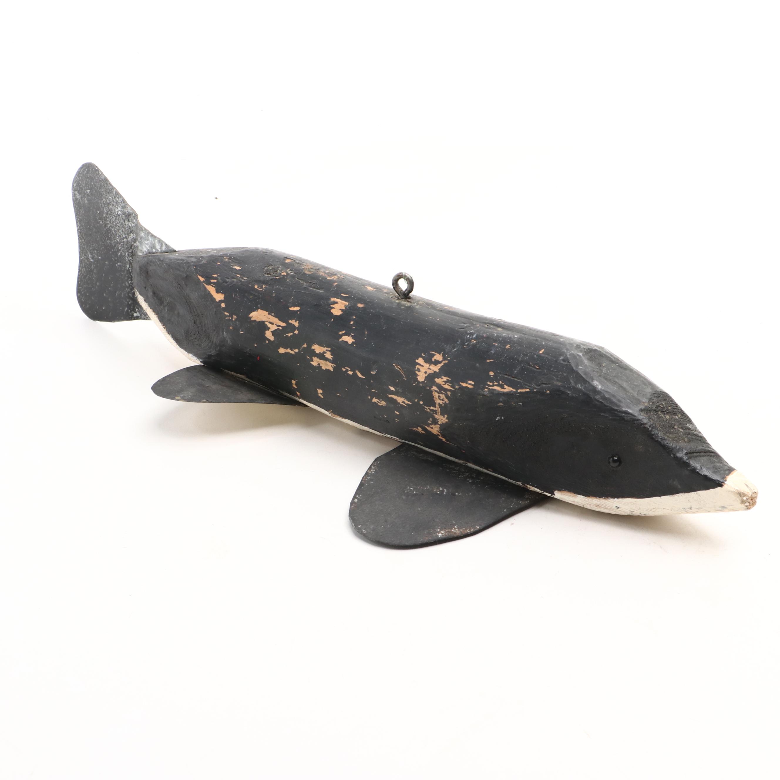 Handcrafted Wooden and Metal Spear Fishing Decoy, Vintage