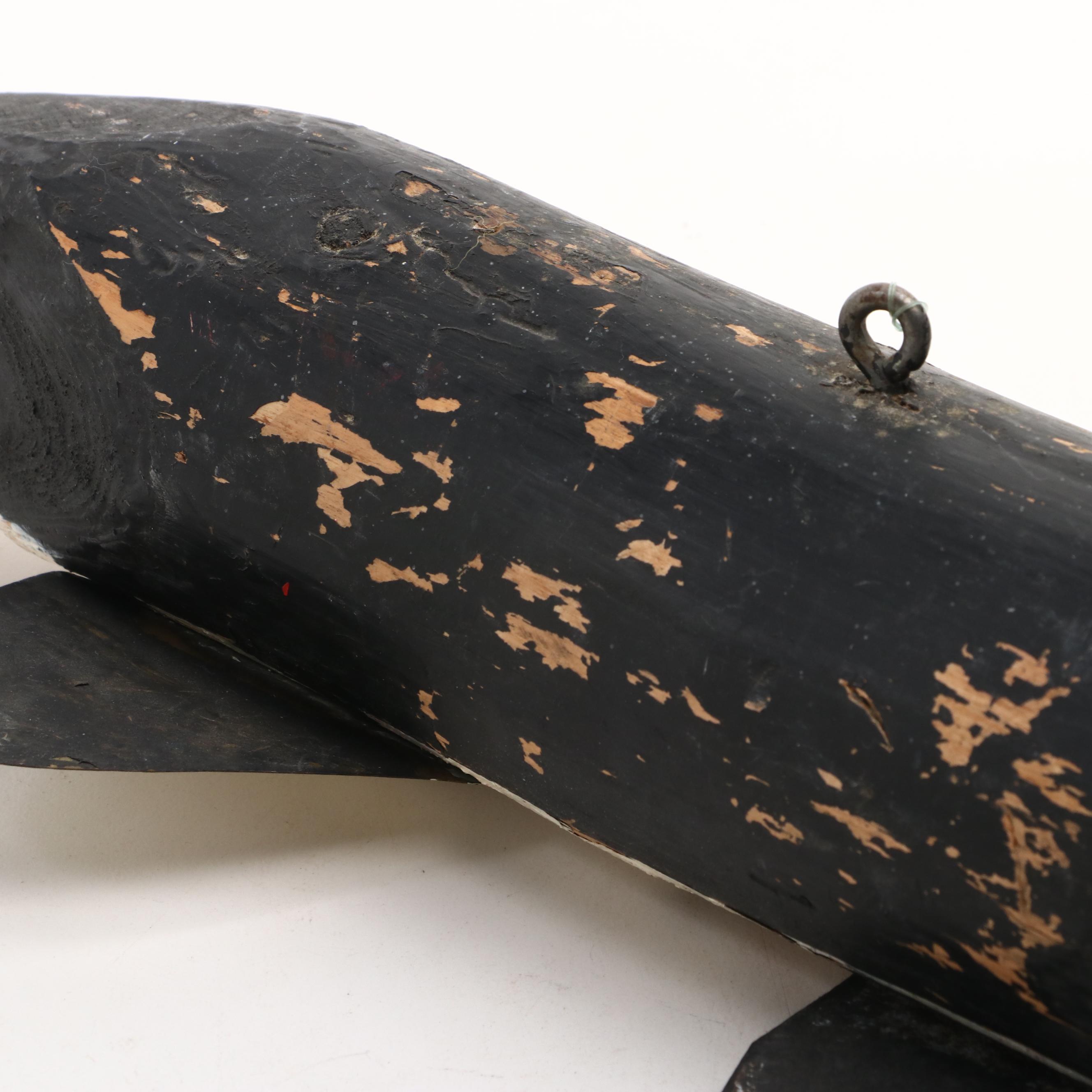 Handcrafted Wooden and Metal Spear Fishing Decoy, Vintage