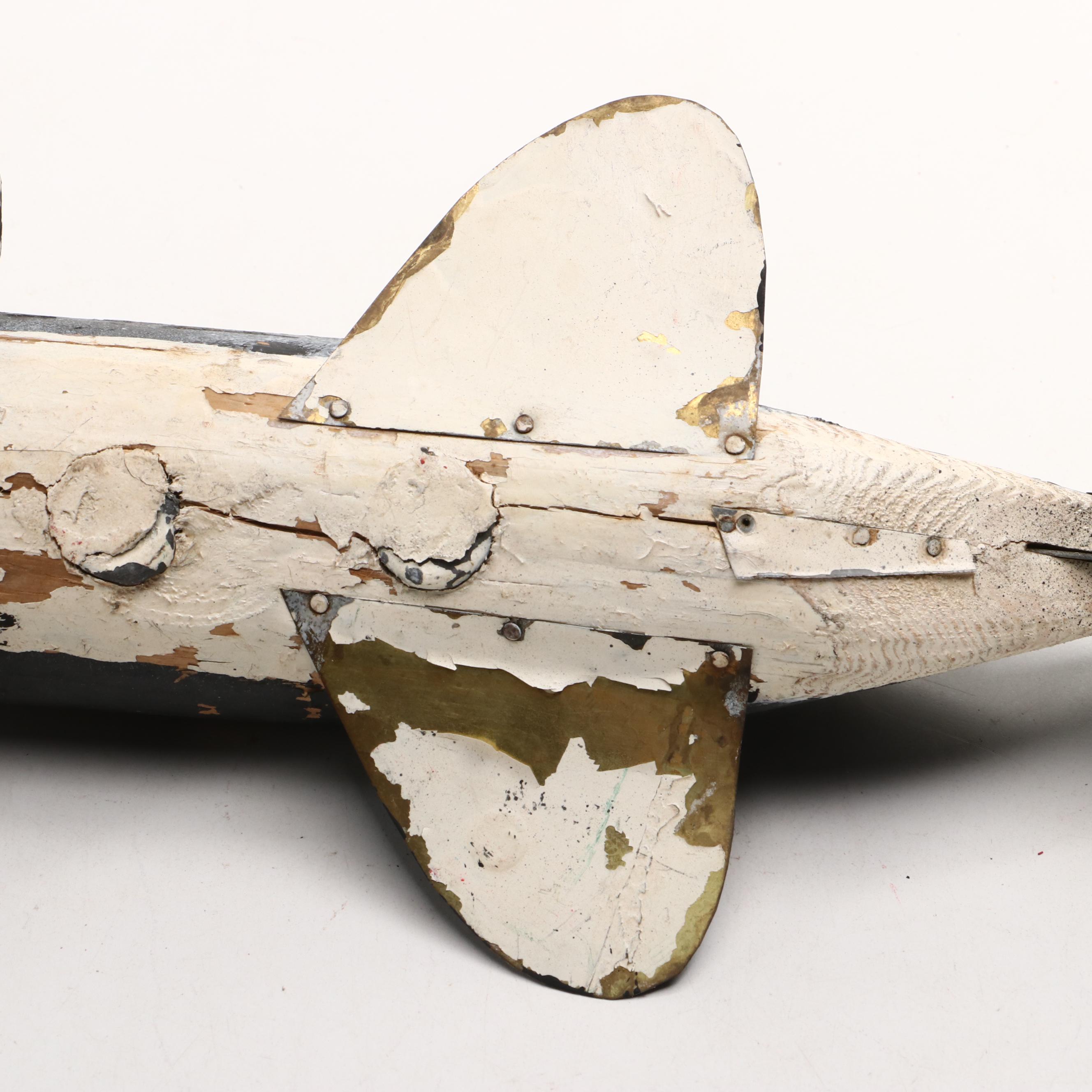 Handcrafted Wooden and Metal Spear Fishing Decoy, Vintage