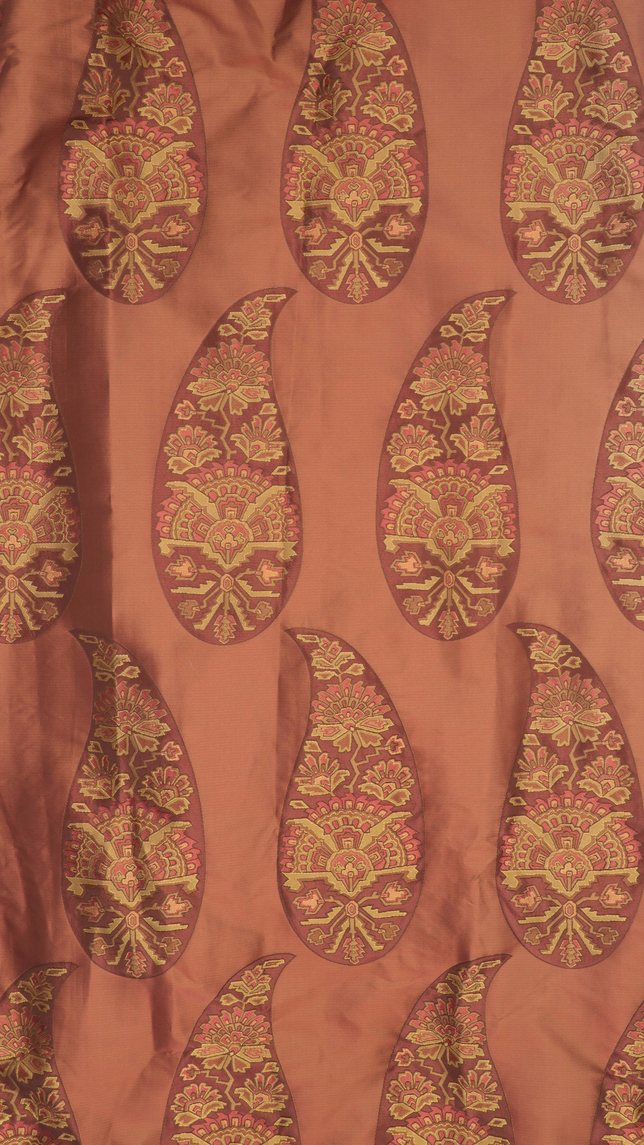 Two Calico Corners Jacquard Woven Paisley Curtain Panels