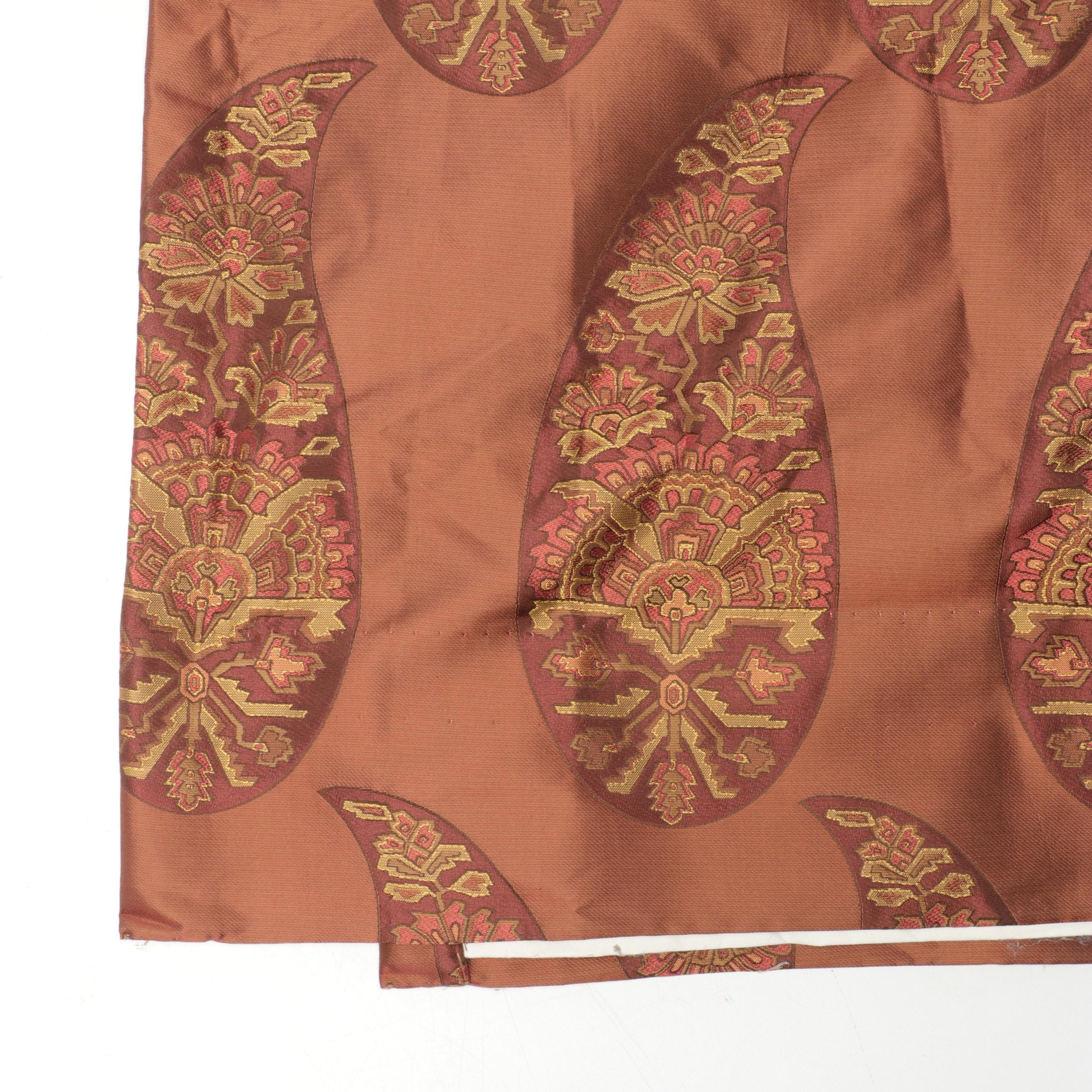 Two Calico Corners Jacquard Woven Paisley Curtain Panels