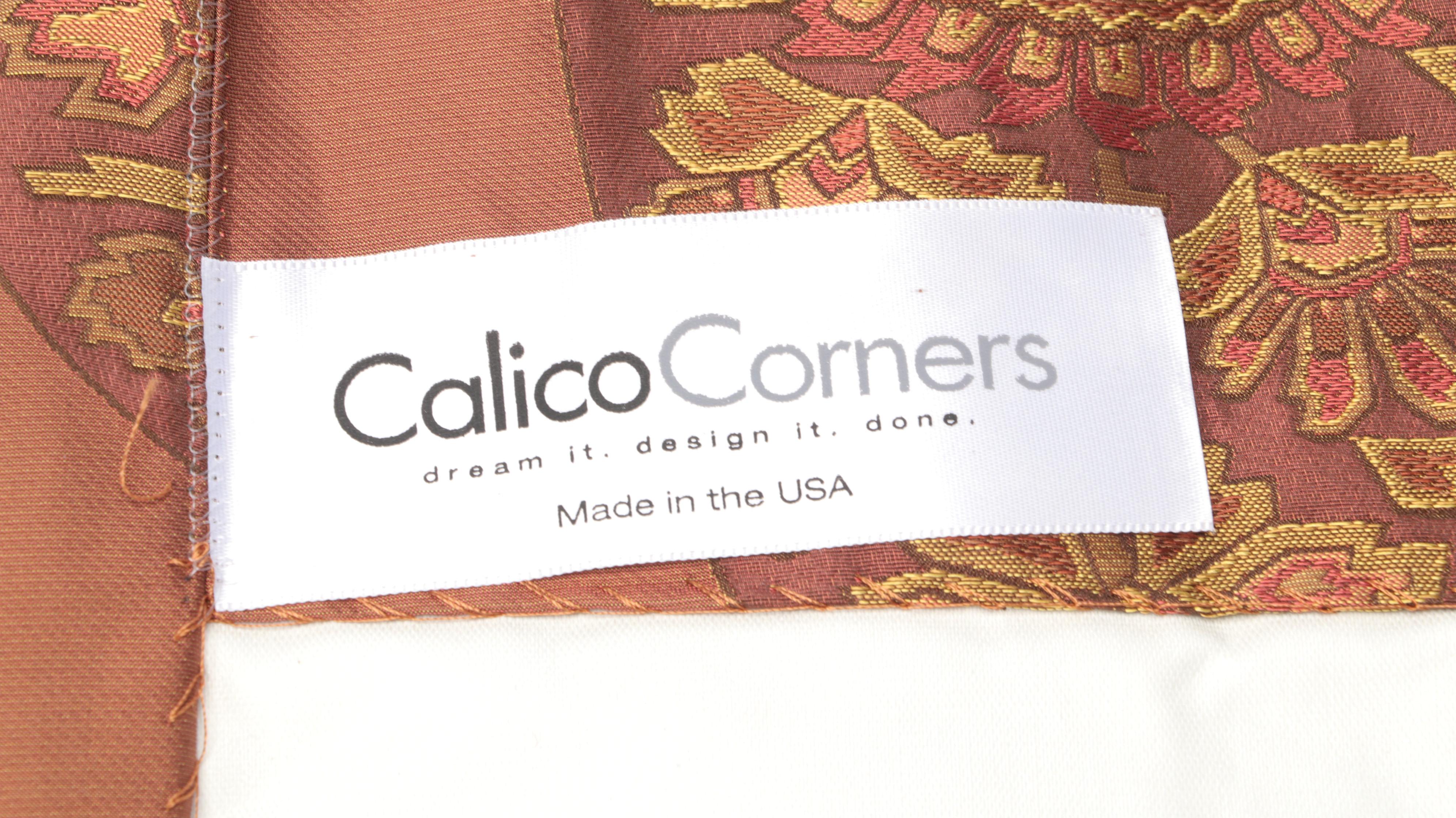 Two Calico Corners Jacquard Woven Paisley Curtain Panels