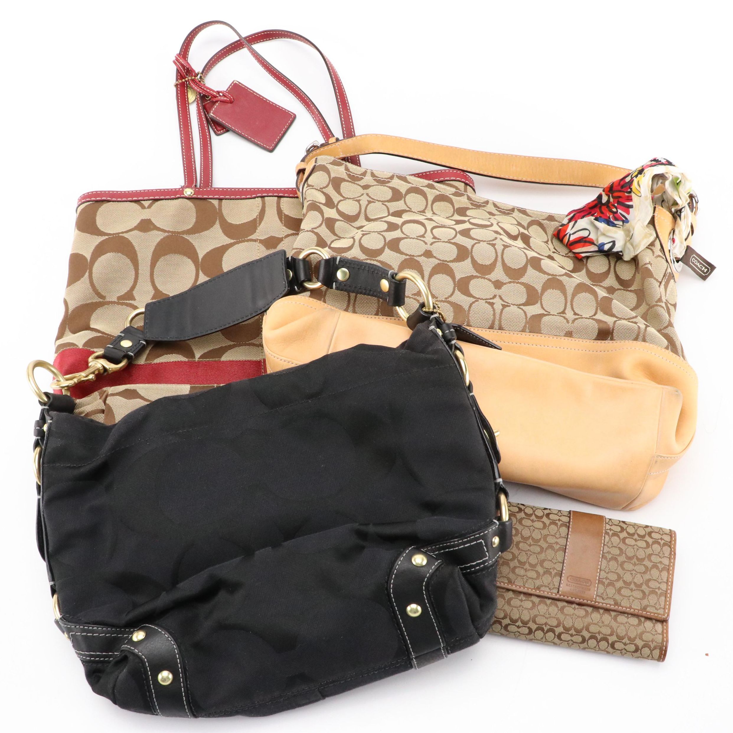Coach Signature C Canvas Tri-Fold Wallet, Shoulder Bags & Signature Stripe Tote