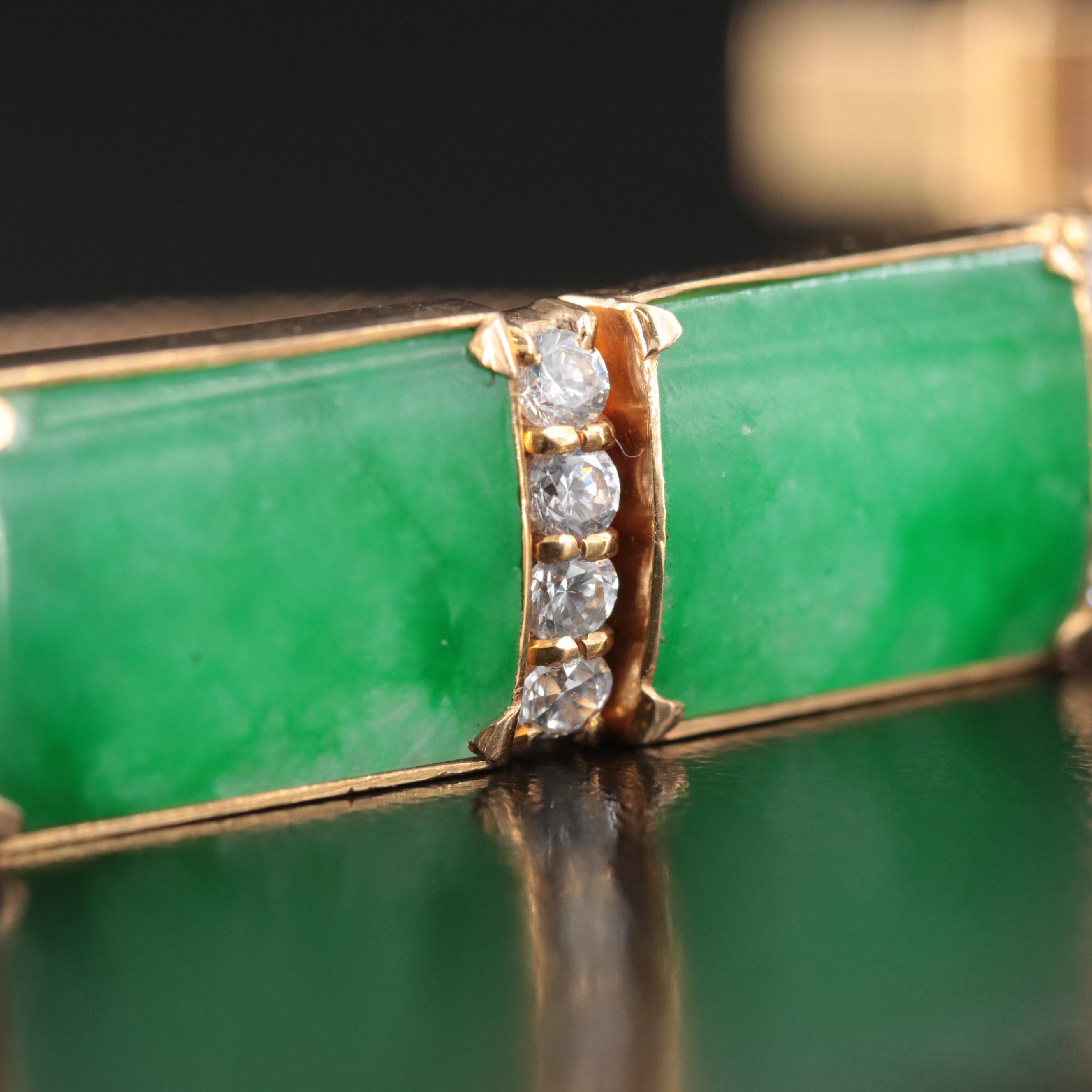 14K Jadeite and CZ Bracelet