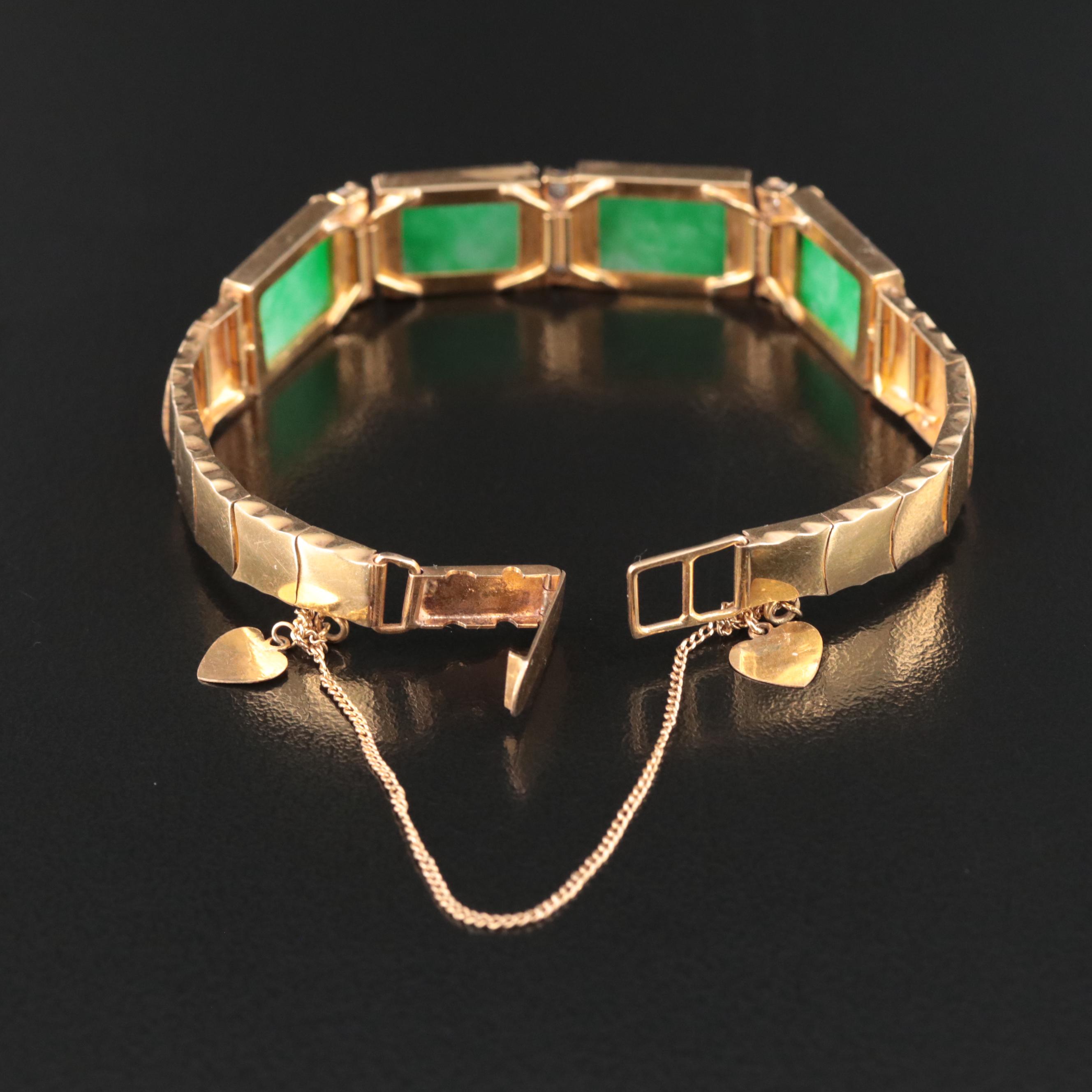 14K Jadeite and CZ Bracelet