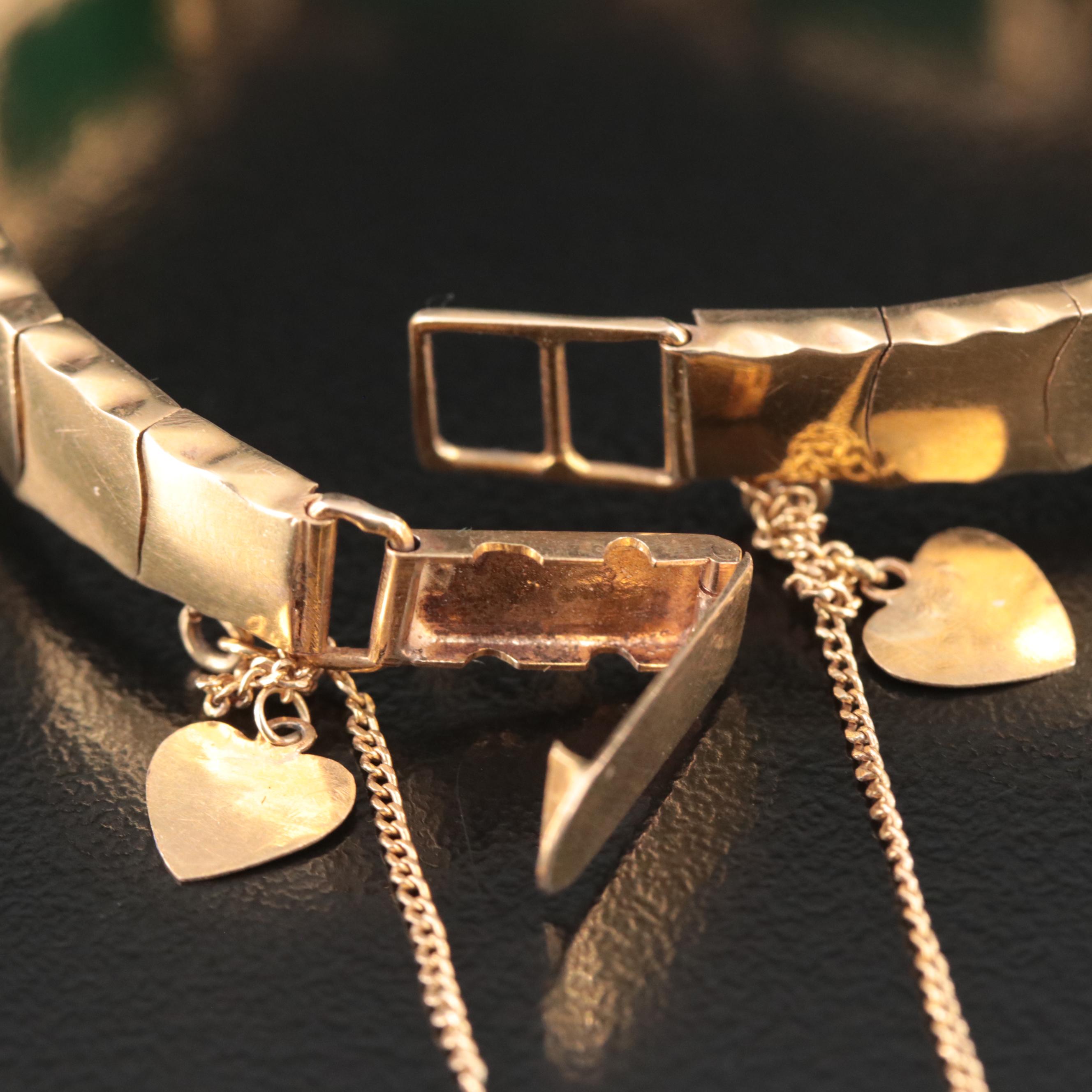 14K Jadeite and CZ Bracelet