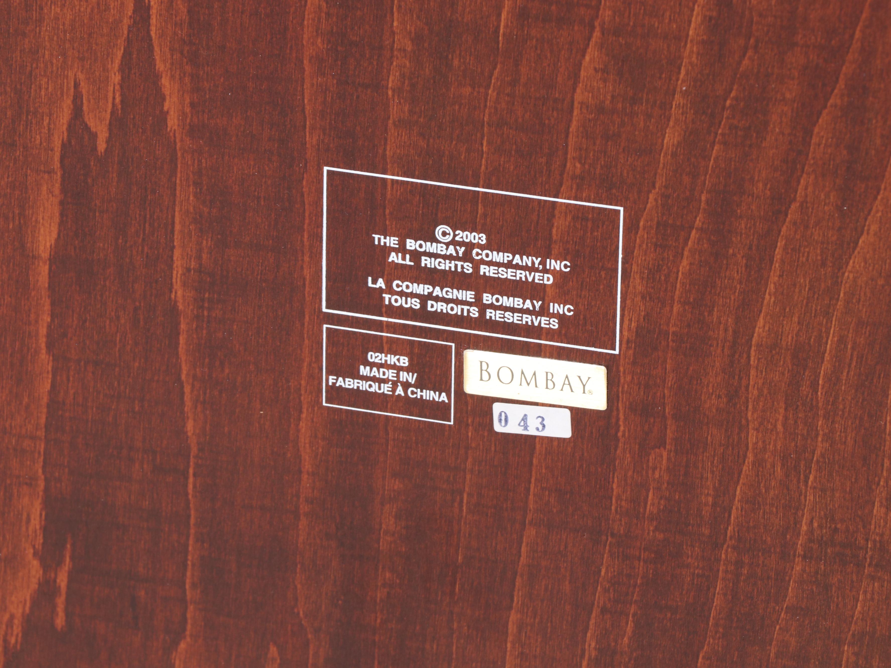 Pair of Bombay Company Classical Style Mahogany-Stained & Marble Top Nightstands