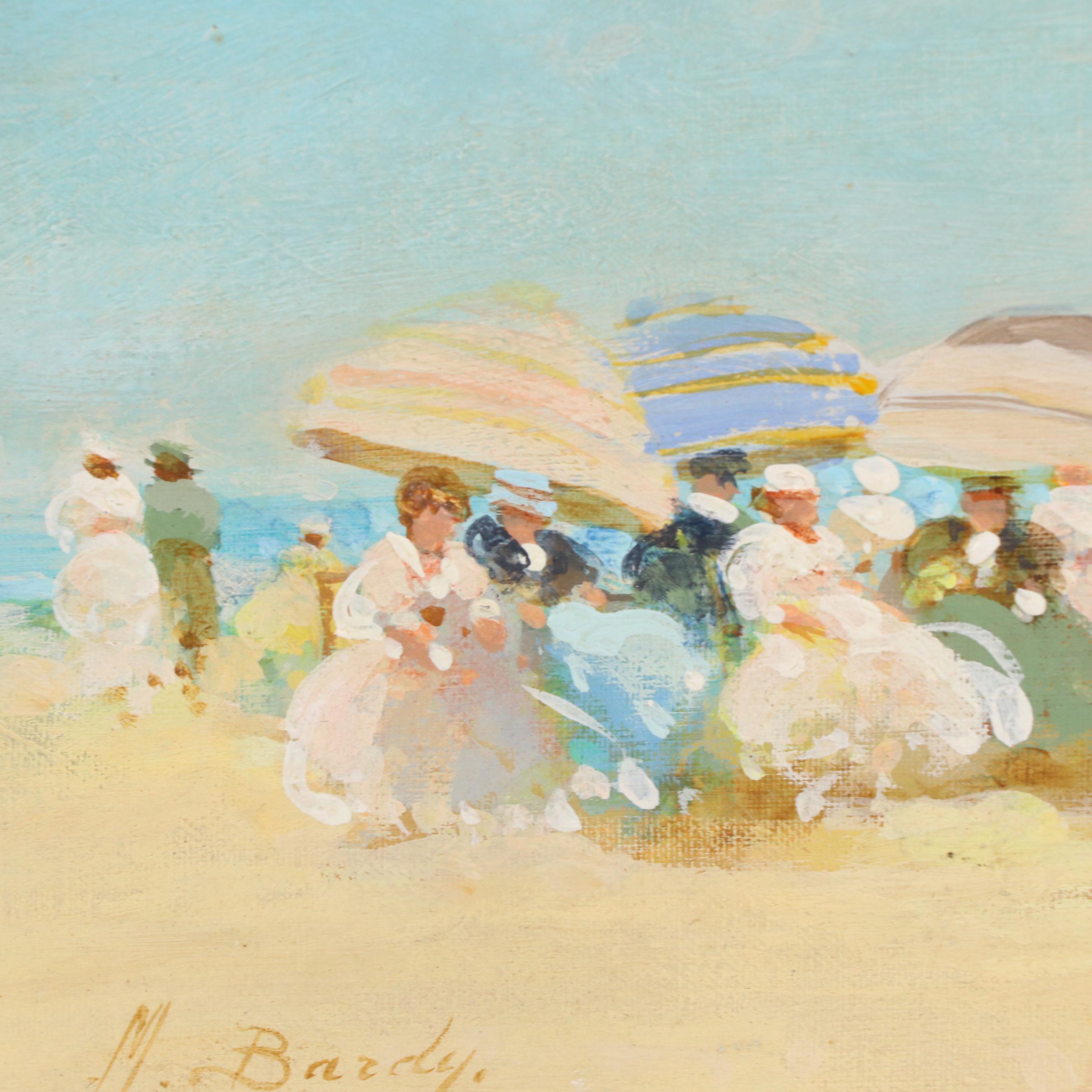 M. Bardy Impressionist Style Oil Painting of Beach Scene