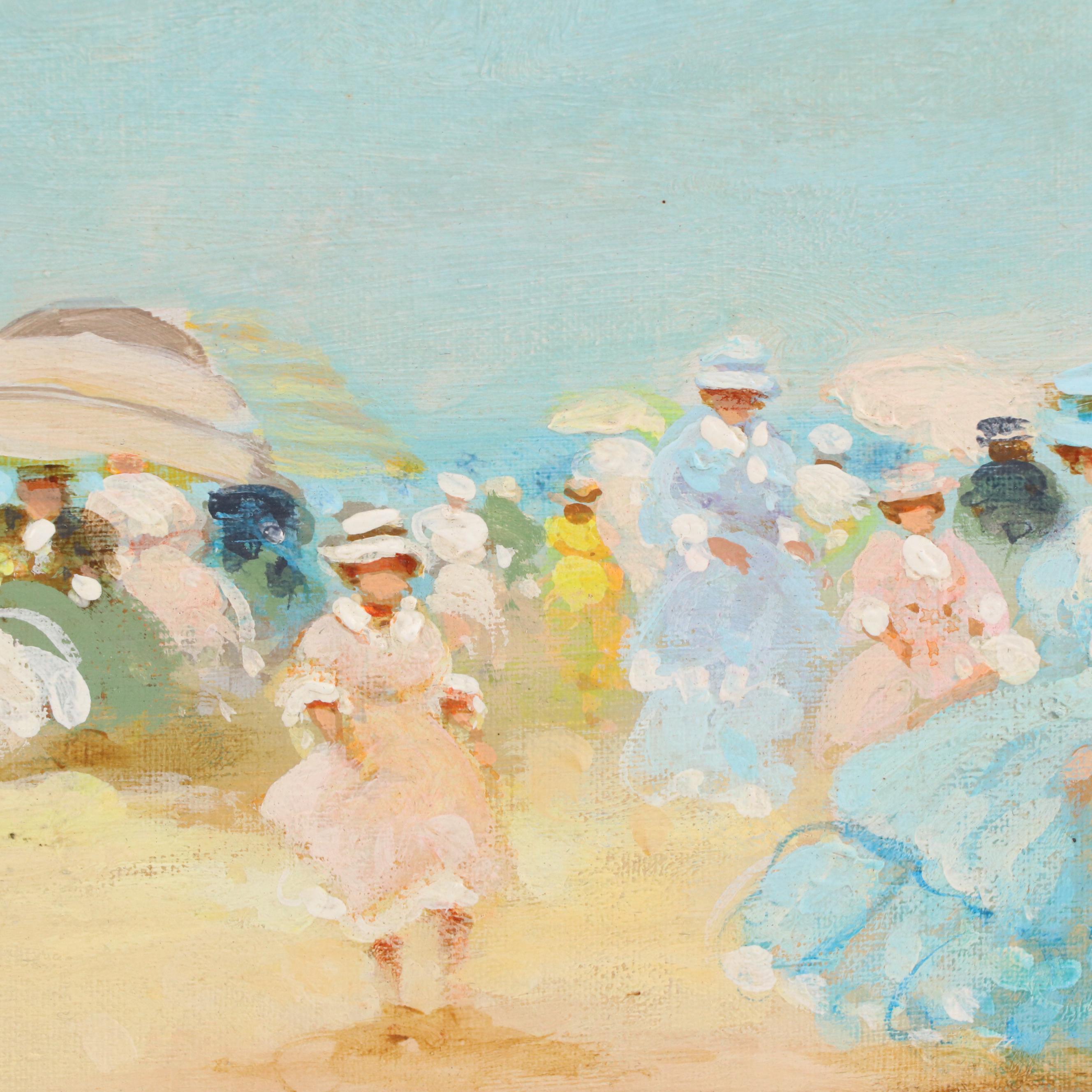 M. Bardy Impressionist Style Oil Painting of Beach Scene