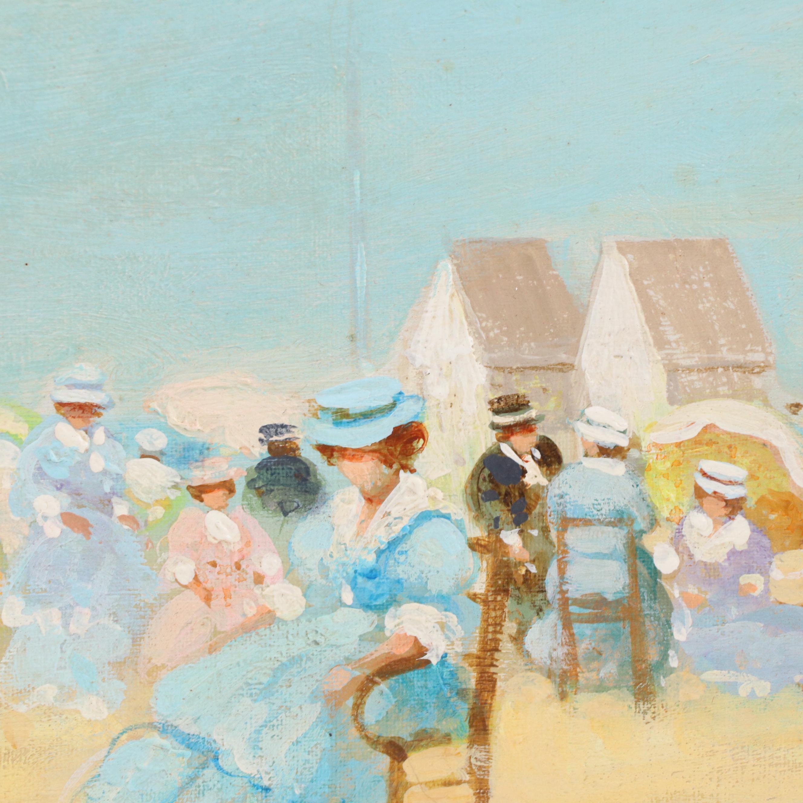M. Bardy Impressionist Style Oil Painting of Beach Scene