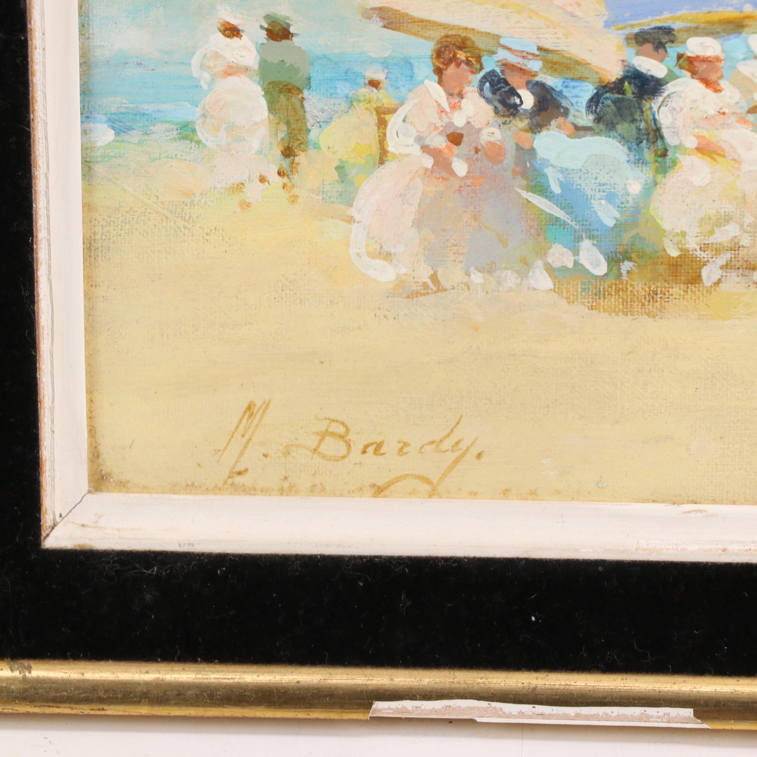 M. Bardy Impressionist Style Oil Painting of Beach Scene