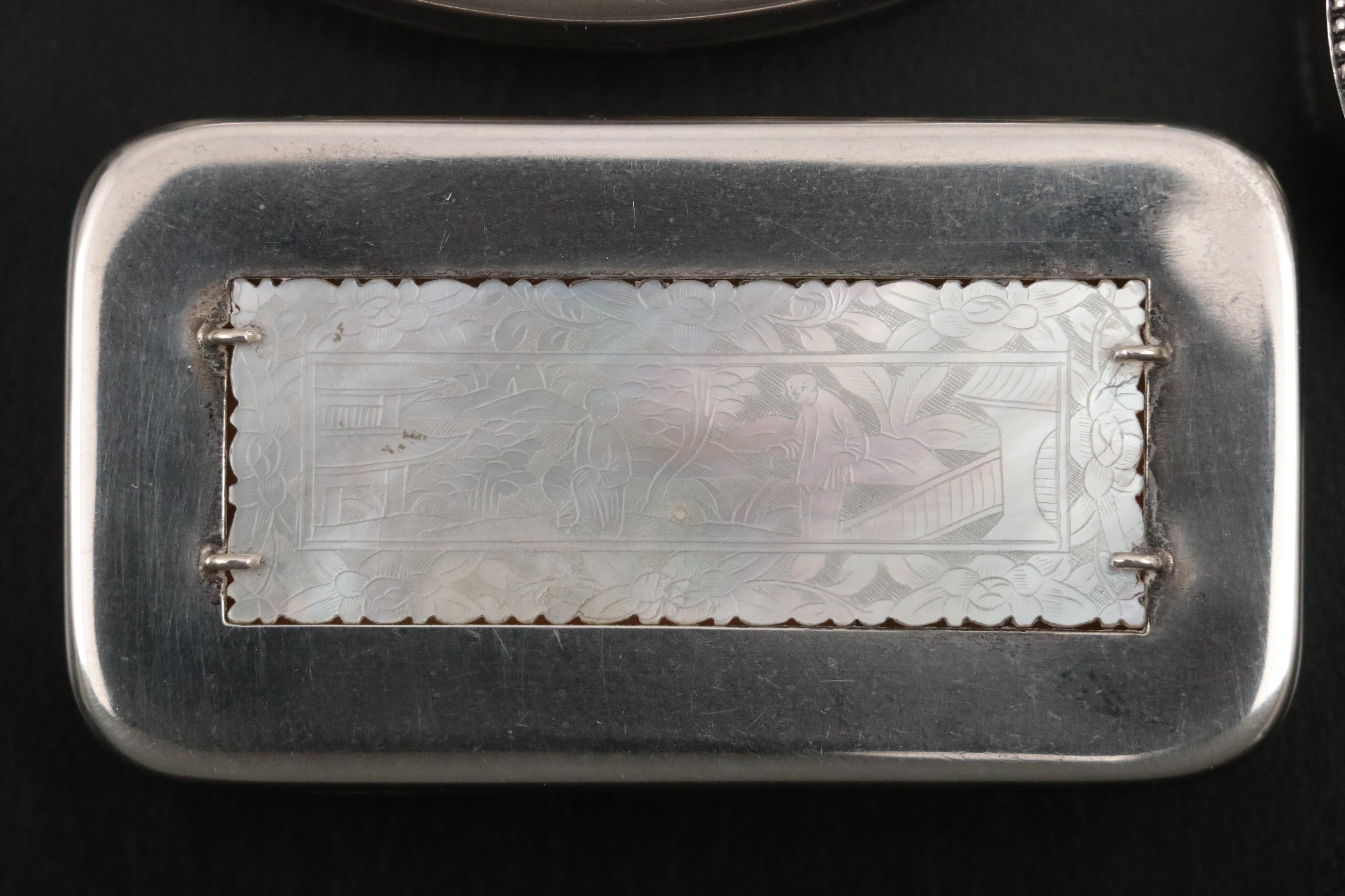 Sterling Silver Salt Spoons with Sterling, 800 Silver, and Silver Plate Boxes