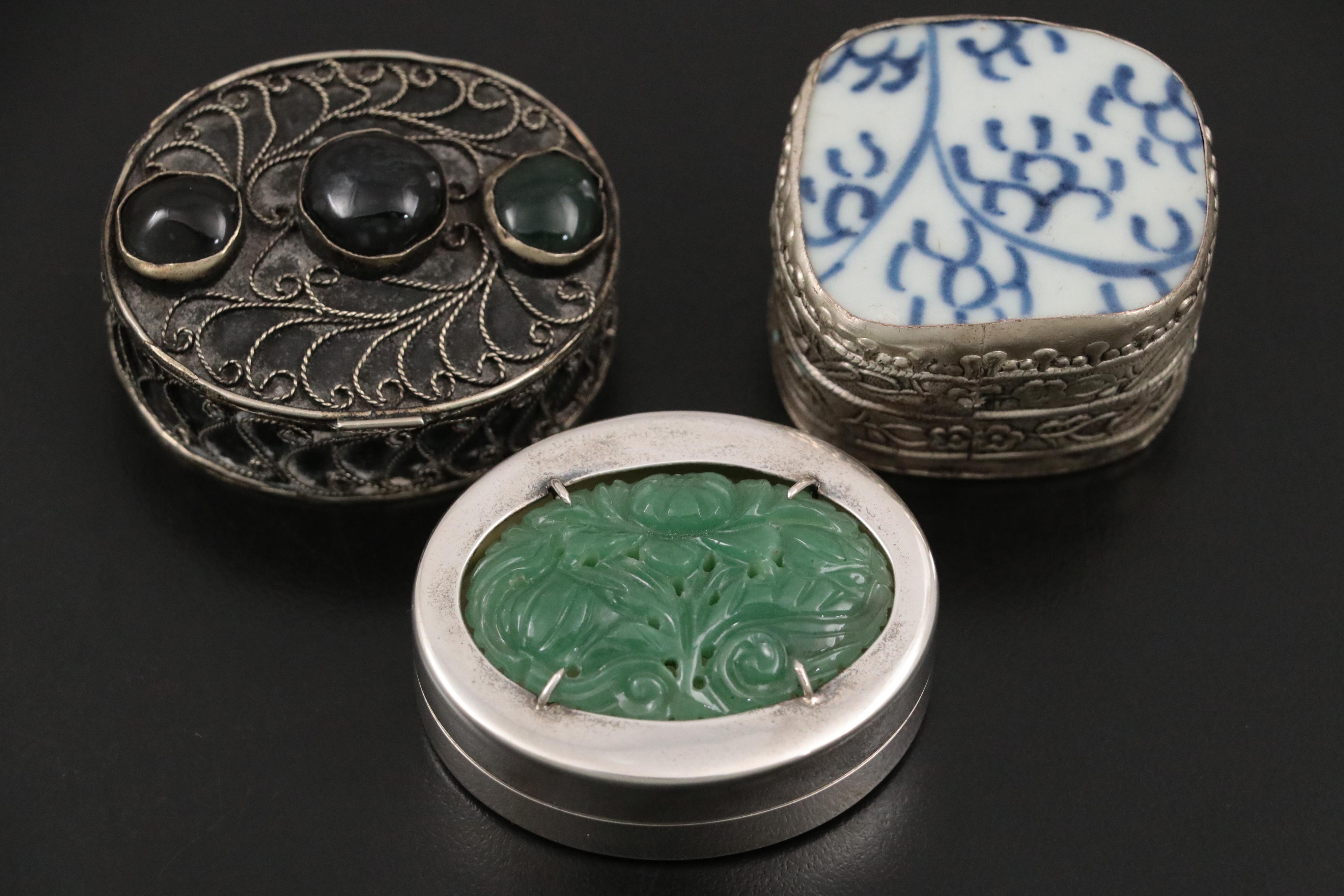 Sterling Silver Salt Spoons with Sterling, 800 Silver, and Silver Plate Boxes