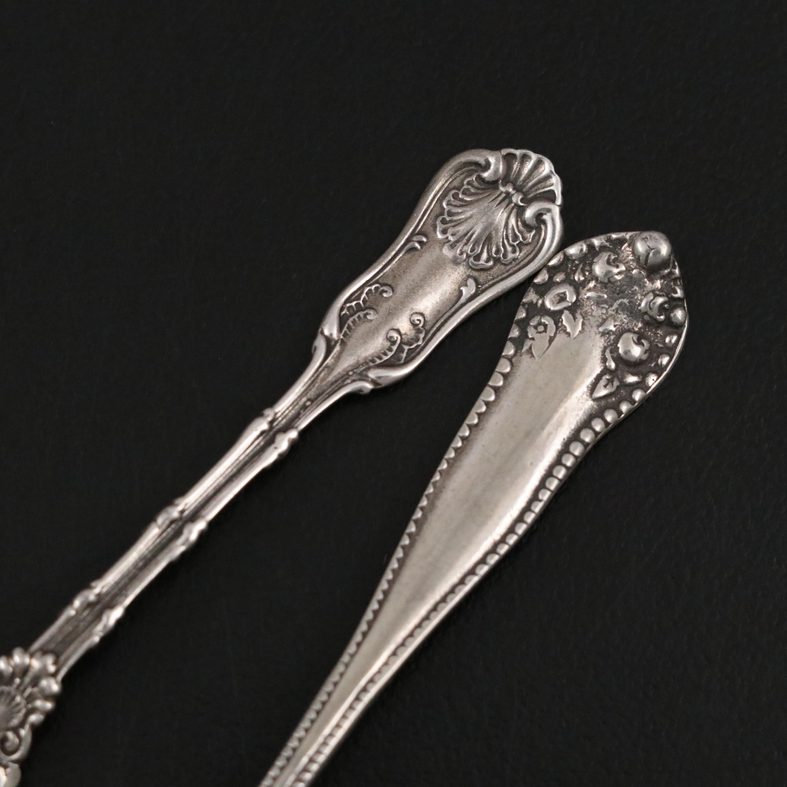 Sterling Silver Salt Spoons with Sterling, 800 Silver, and Silver Plate Boxes