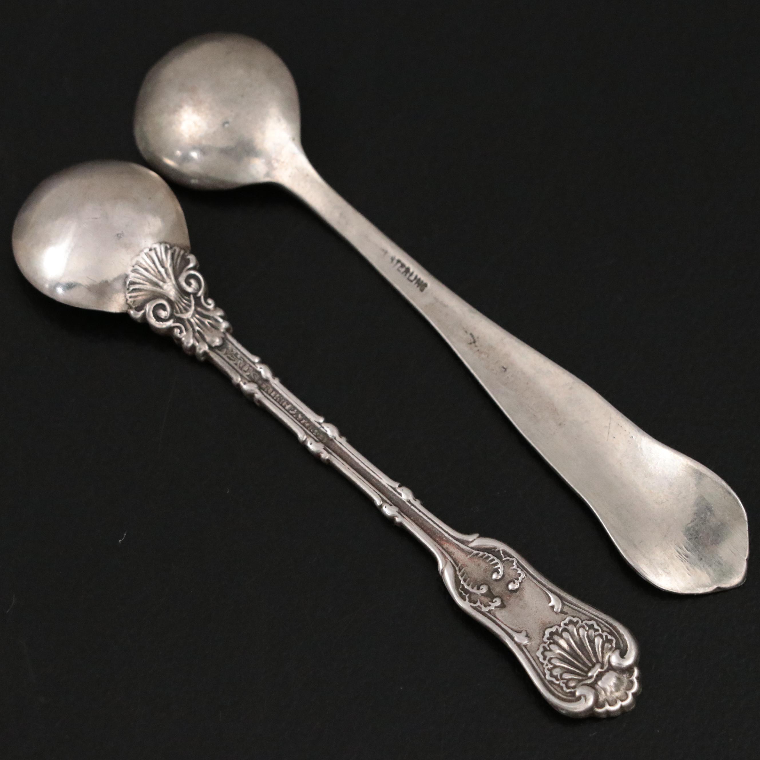Sterling Silver Salt Spoons with Sterling, 800 Silver, and Silver Plate Boxes