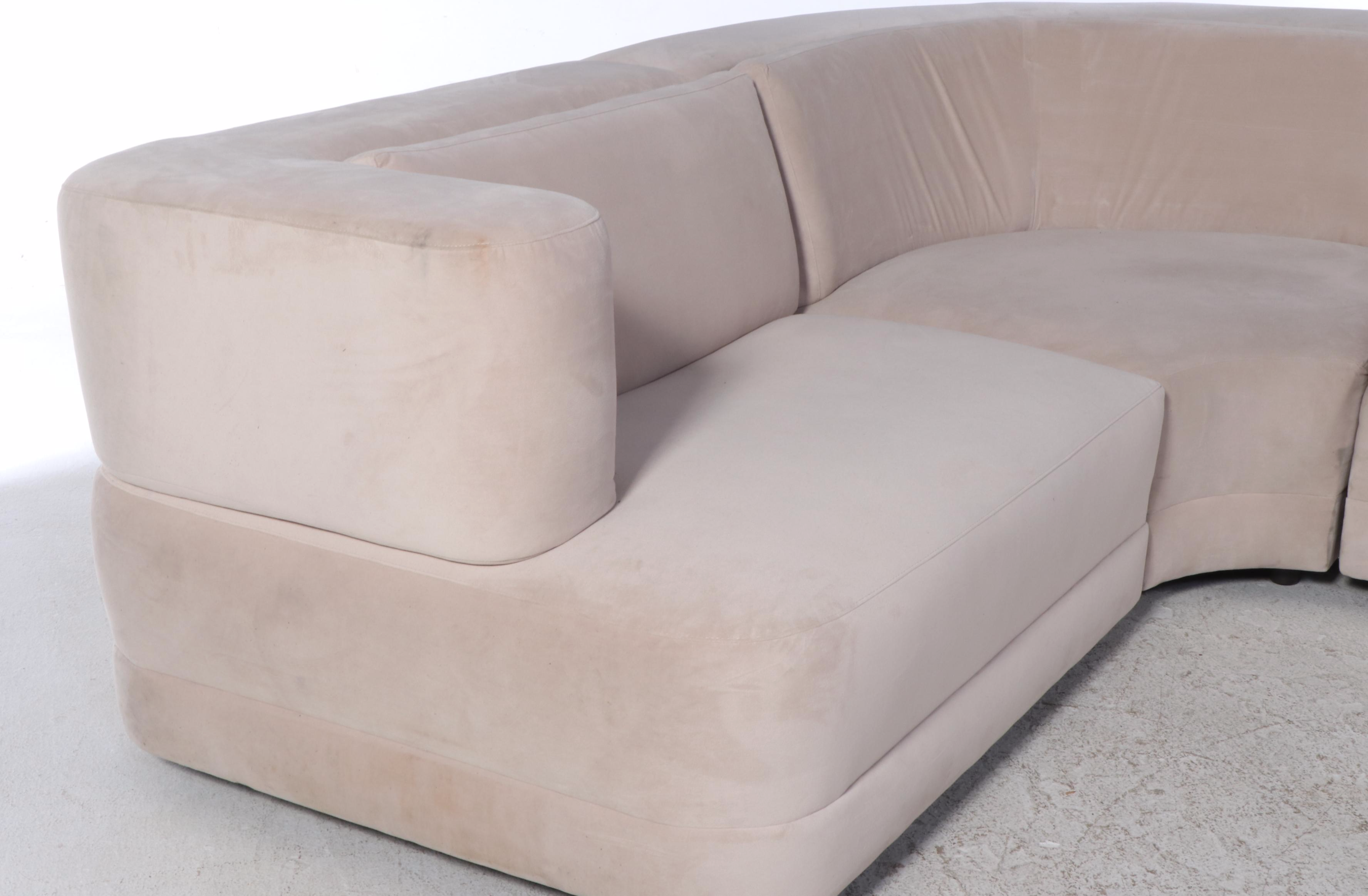 Z Gallerie Bergamo Modernist Style Sectional in Bella Velvet Pearl Upholstery