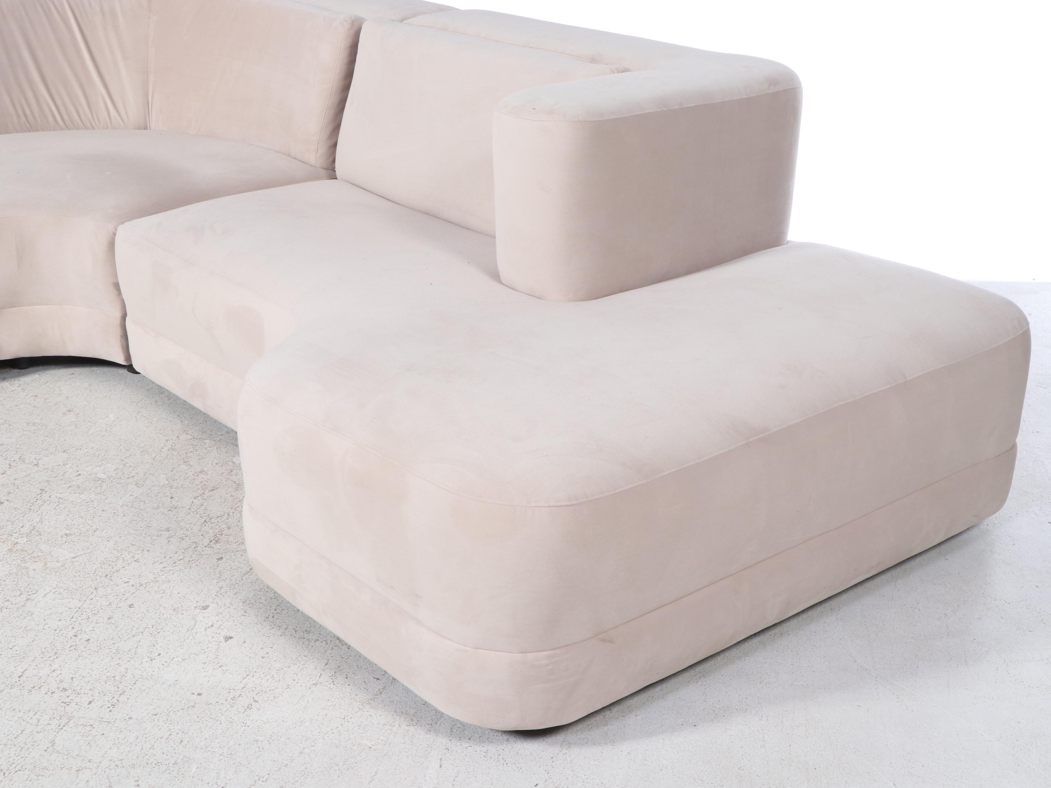 Z Gallerie Bergamo Modernist Style Sectional in Bella Velvet Pearl Upholstery