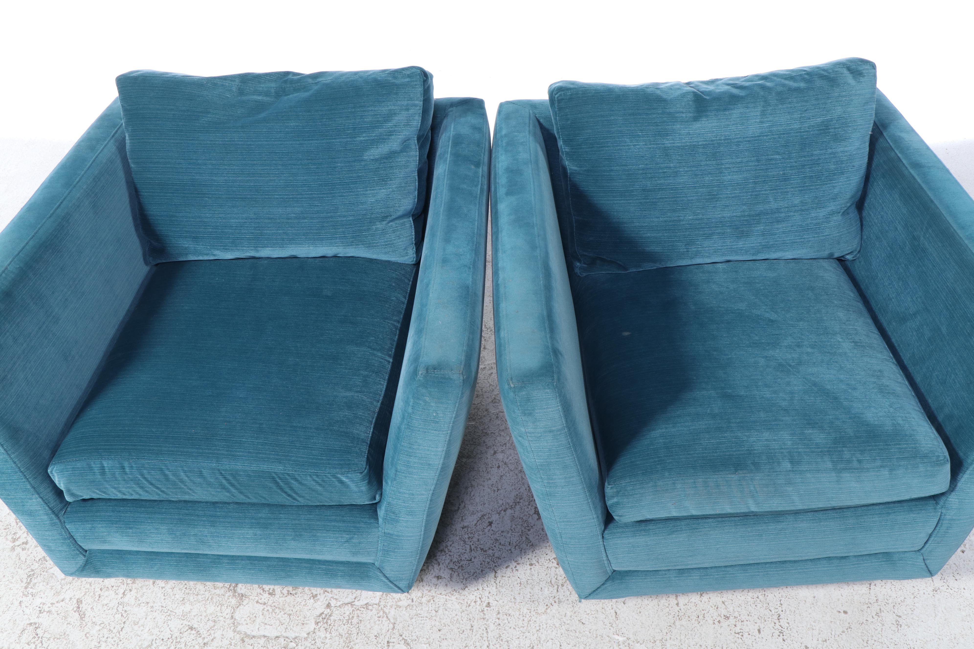 Pair of Jonathan Adler Sebastian Swivel Club Chairs