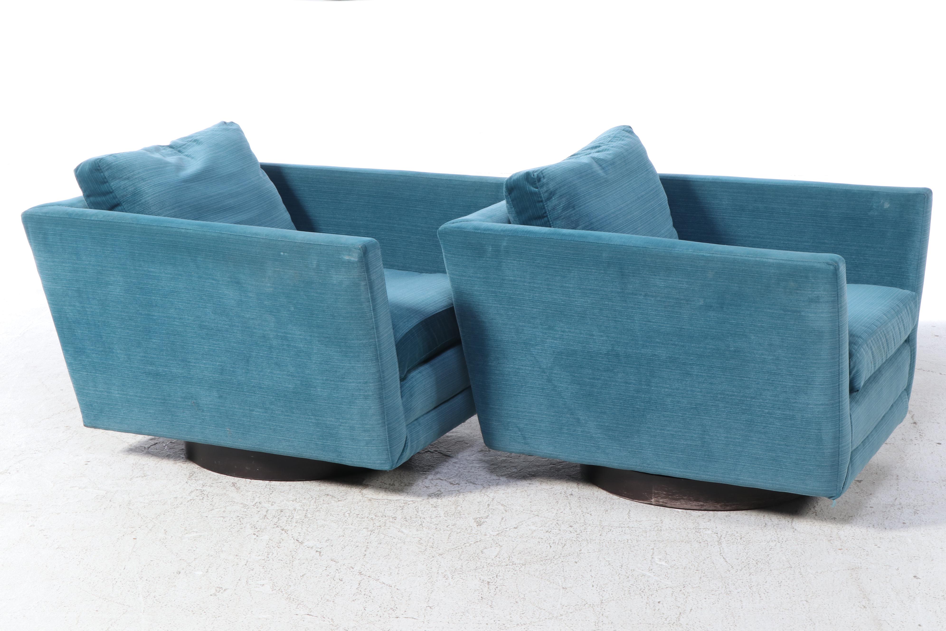 Pair of Jonathan Adler Sebastian Swivel Club Chairs