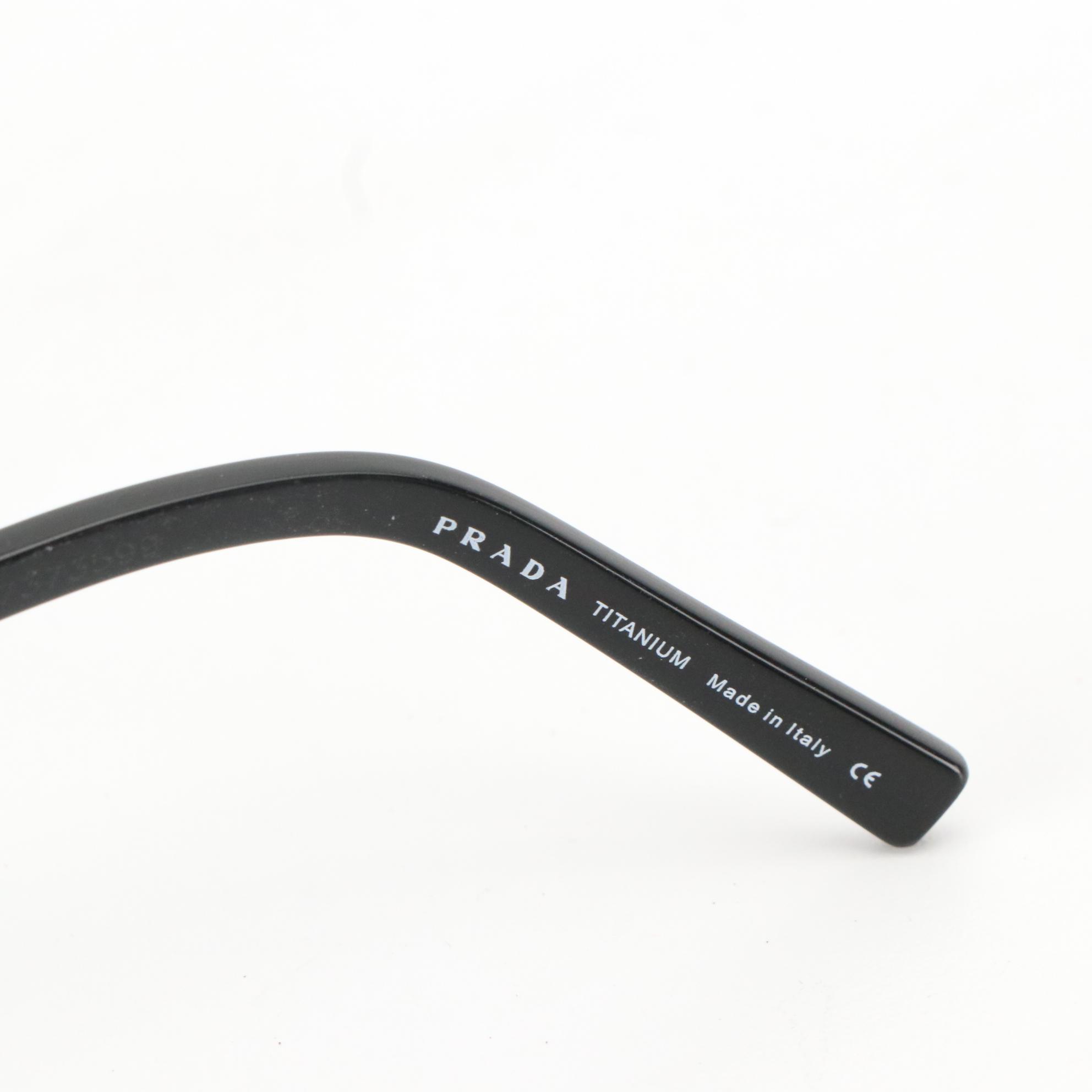 Prada VPR641 5AK-1O1 Rectangular Perforated Titanium Eyeglasses in Case