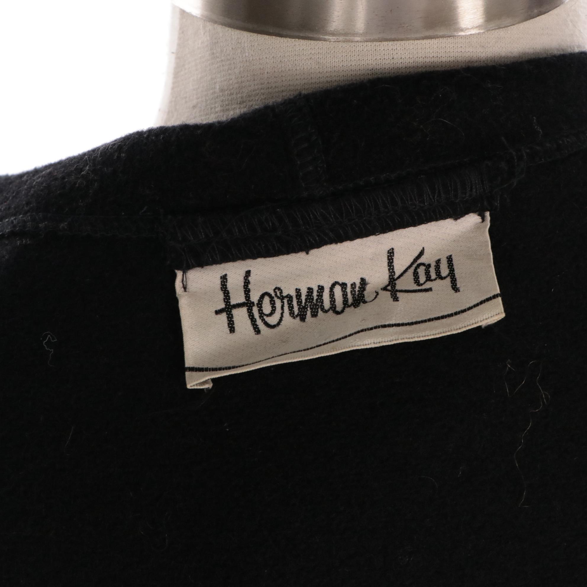 Herman Kay Black Wool Hooded Batwing Cape Coat