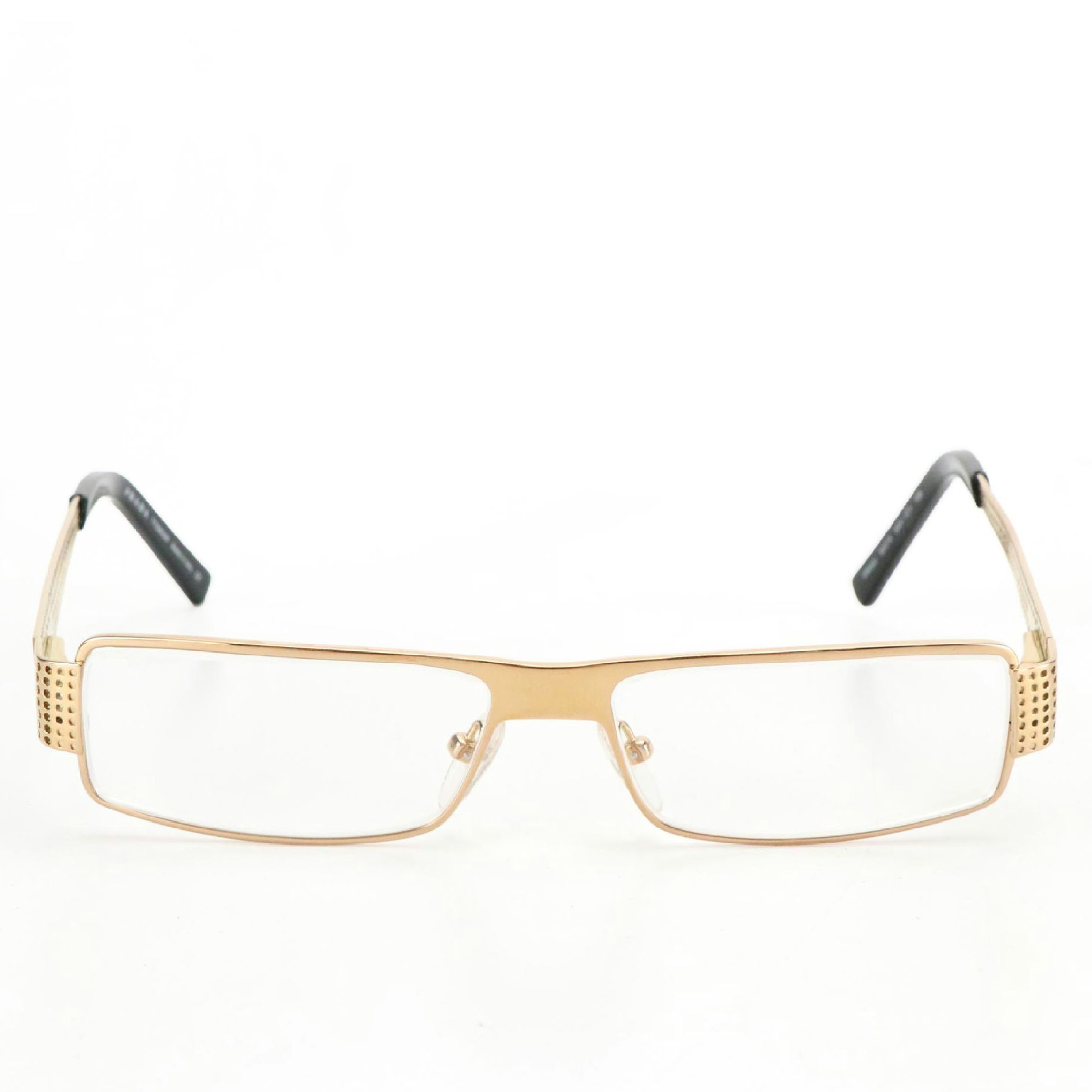 Prada VPR641 5AK-1O1 Rectangular Perforated Titanium Eyeglasses in Case