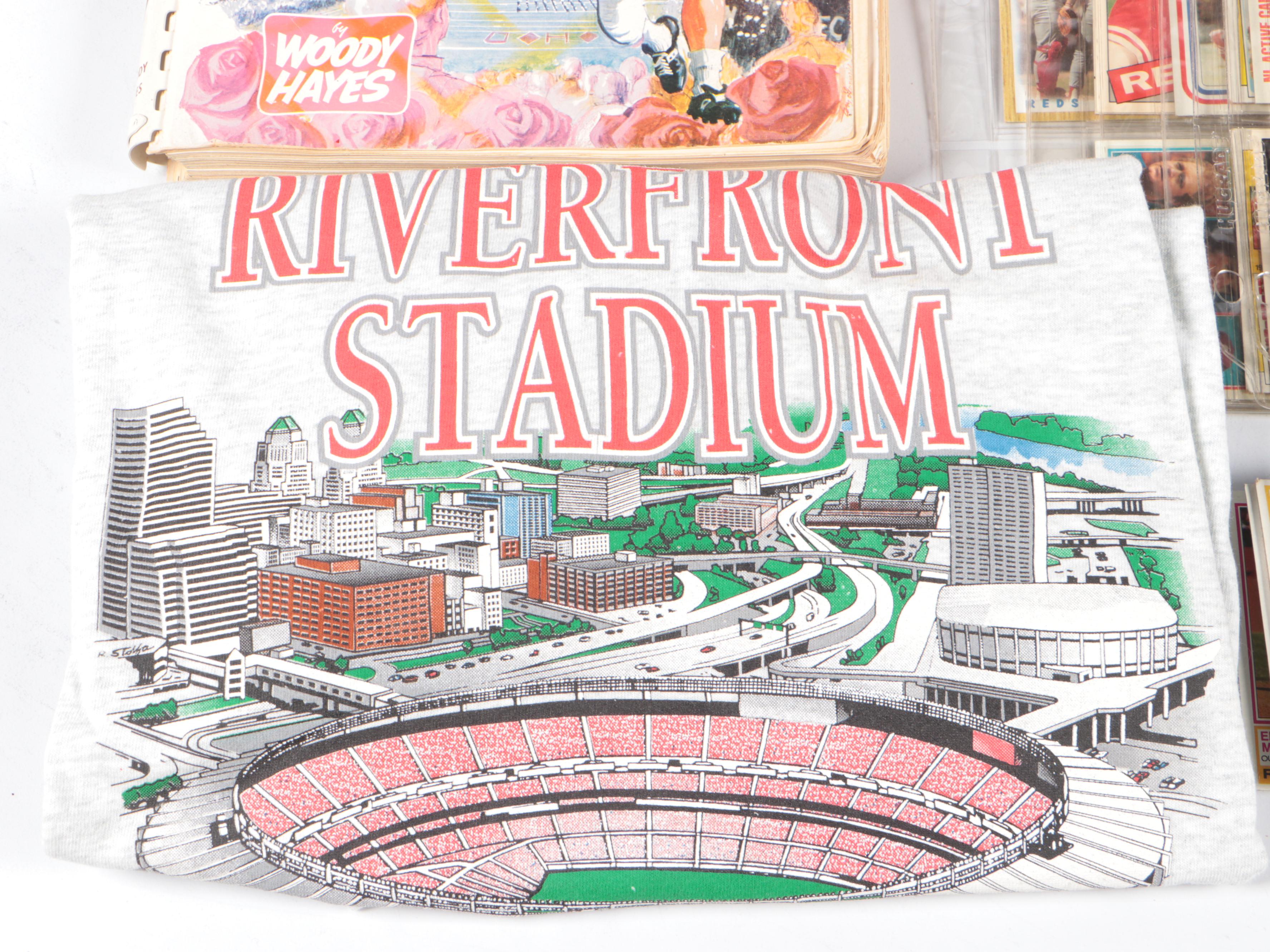 Joe Nuxhall Signed Cincinnati Reds Team Print with Ohio State Memorabilia