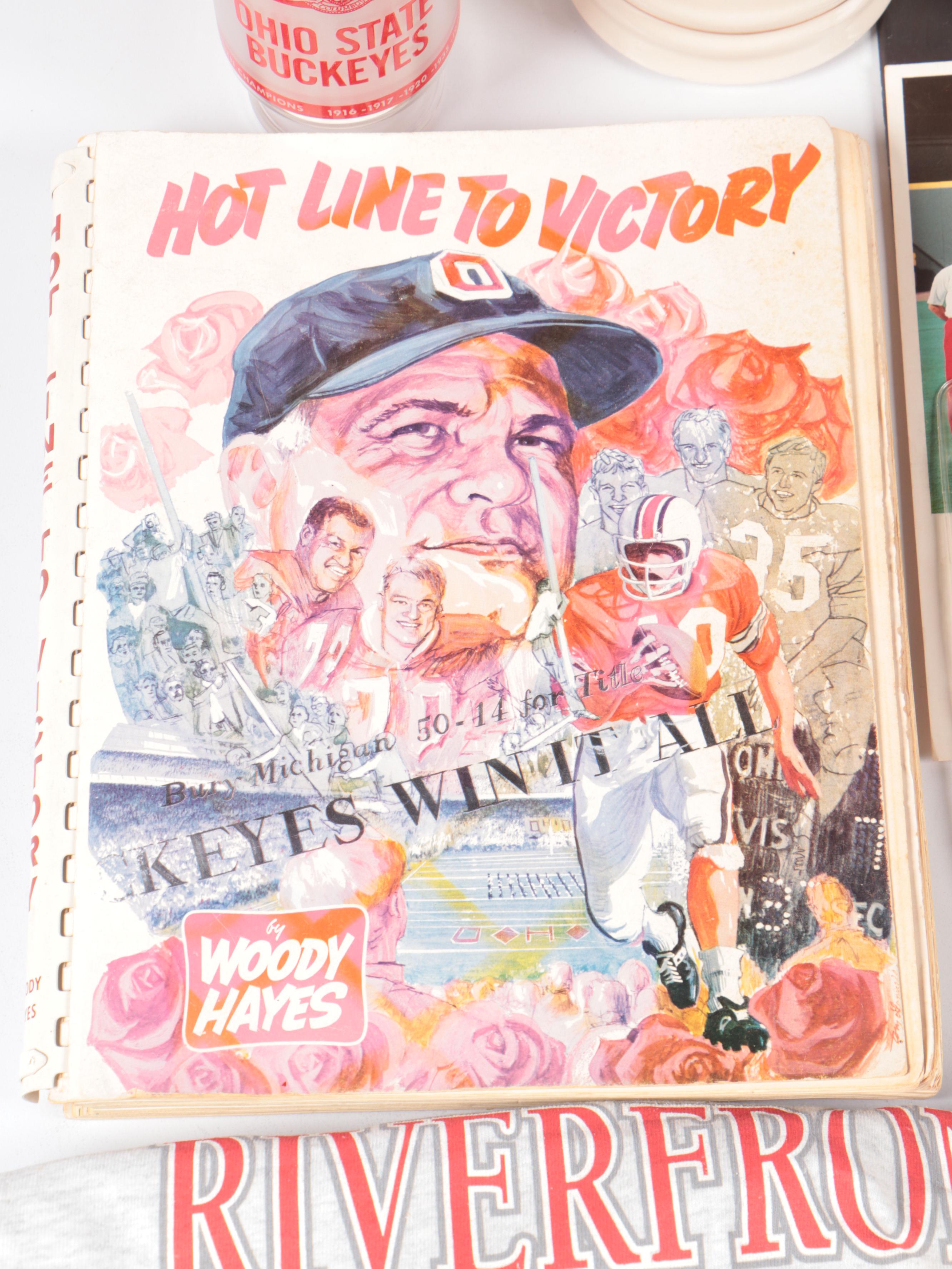 Joe Nuxhall Signed Cincinnati Reds Team Print with Ohio State Memorabilia