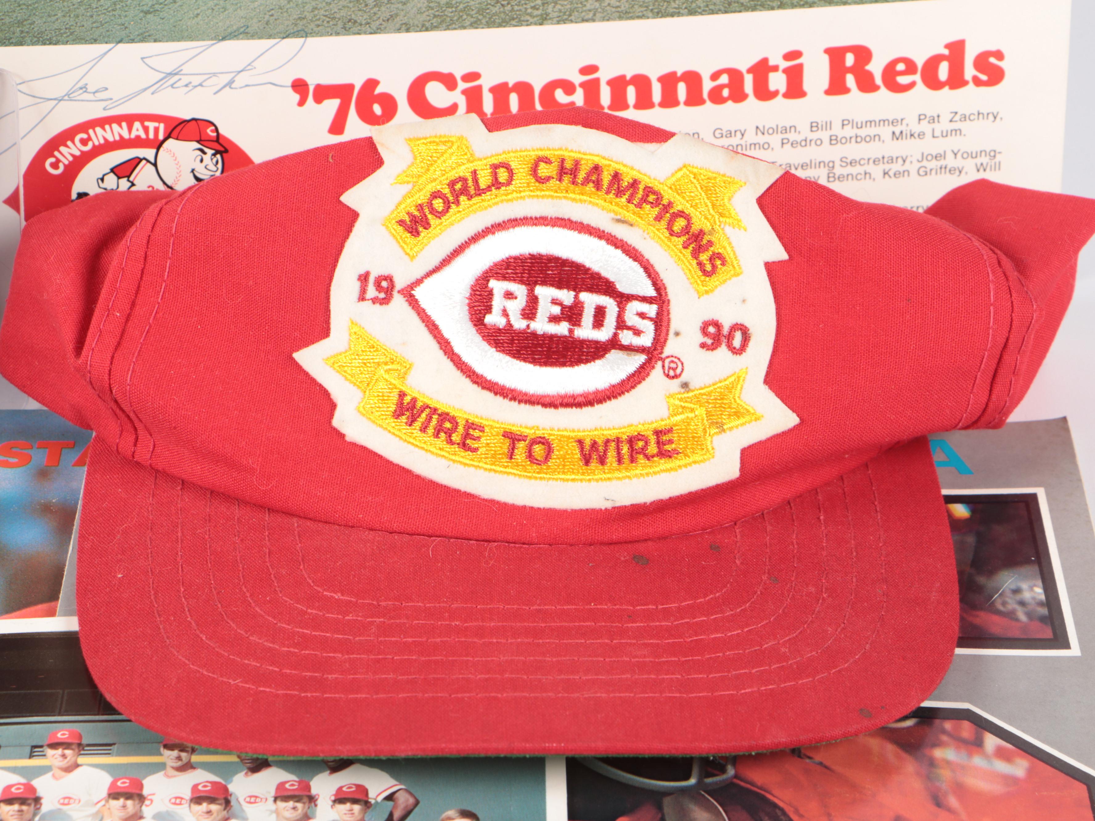 Joe Nuxhall Signed Cincinnati Reds Team Print with Ohio State Memorabilia