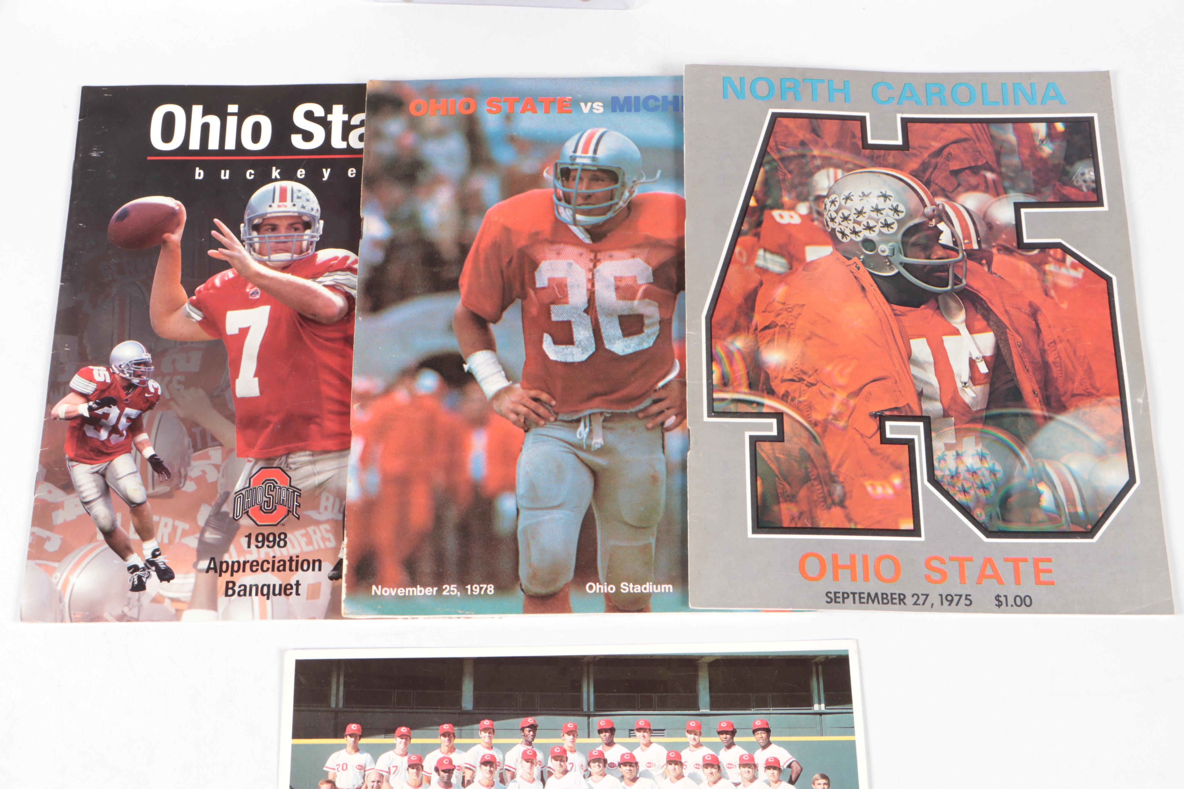 Joe Nuxhall Signed Cincinnati Reds Team Print with Ohio State Memorabilia