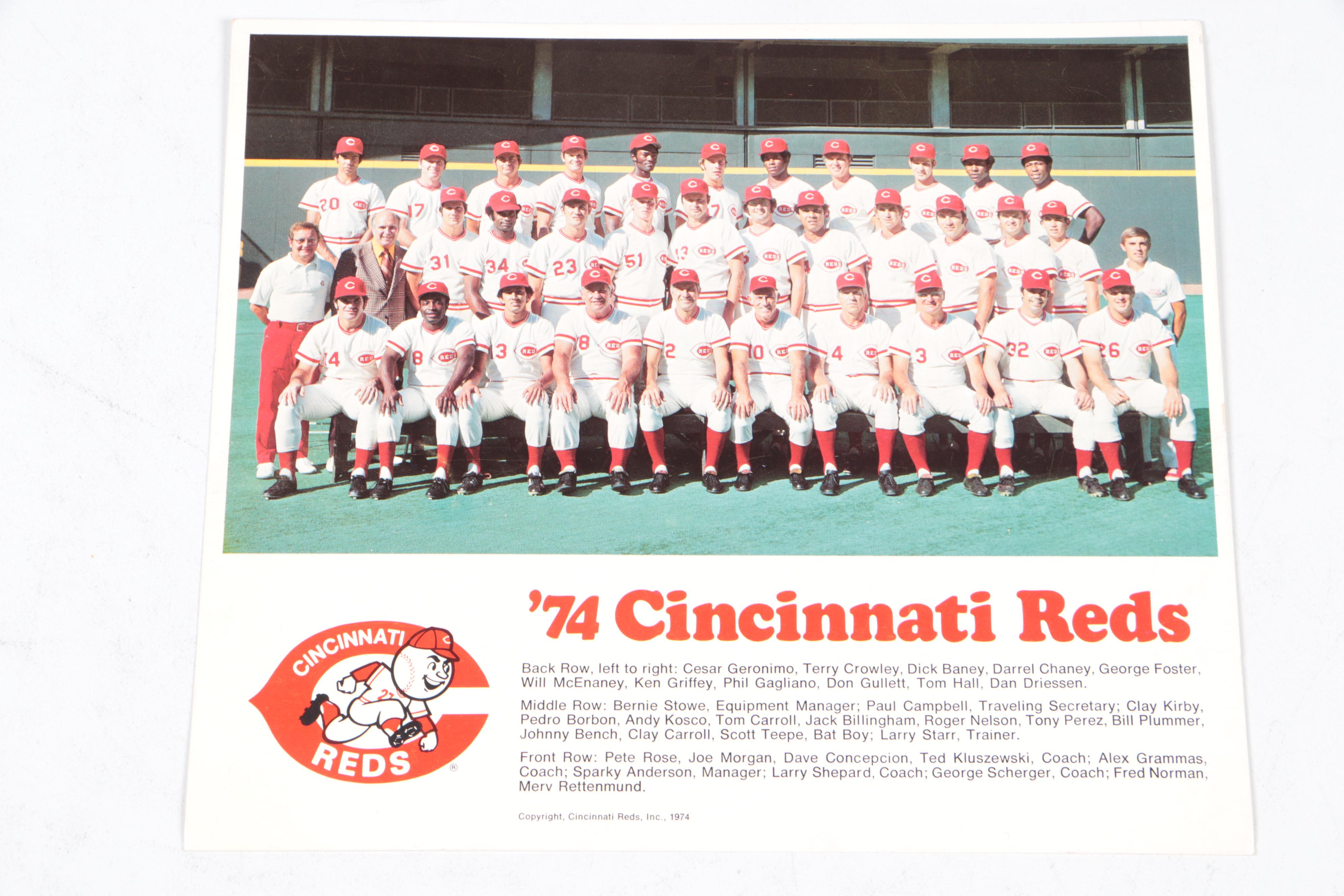 Joe Nuxhall Signed Cincinnati Reds Team Print with Ohio State Memorabilia