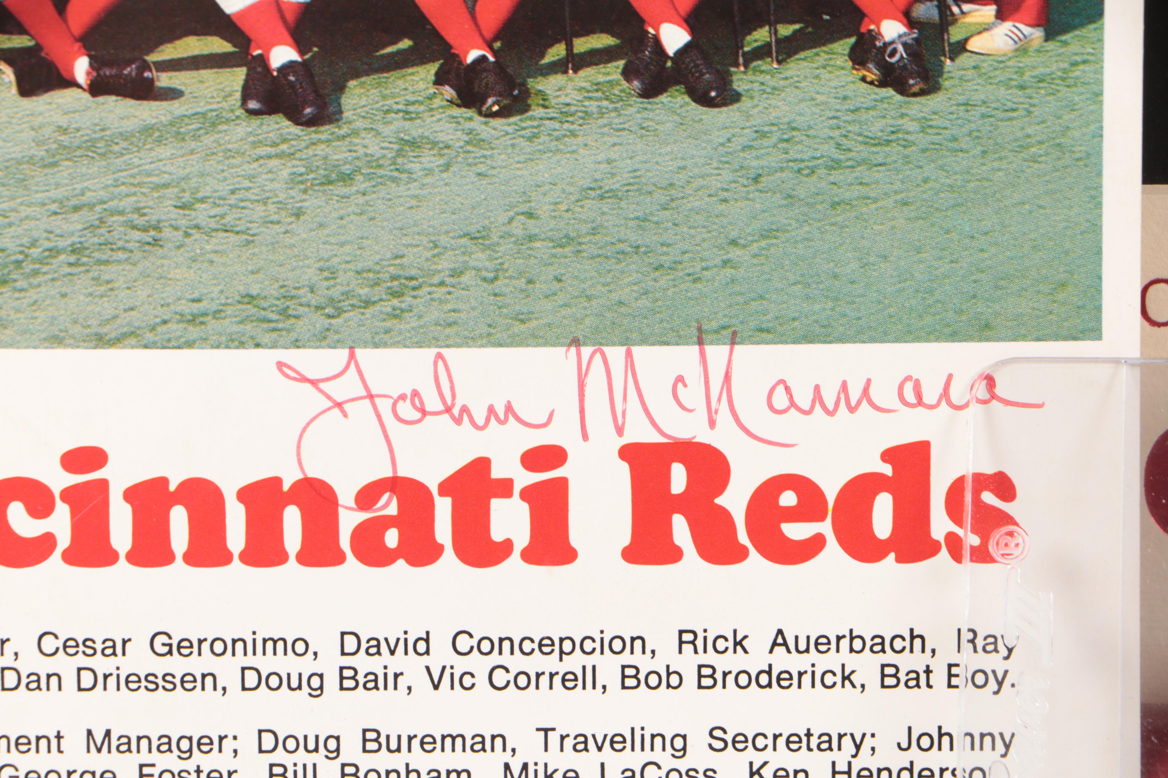 Joe Nuxhall Signed Cincinnati Reds Team Print with Ohio State Memorabilia