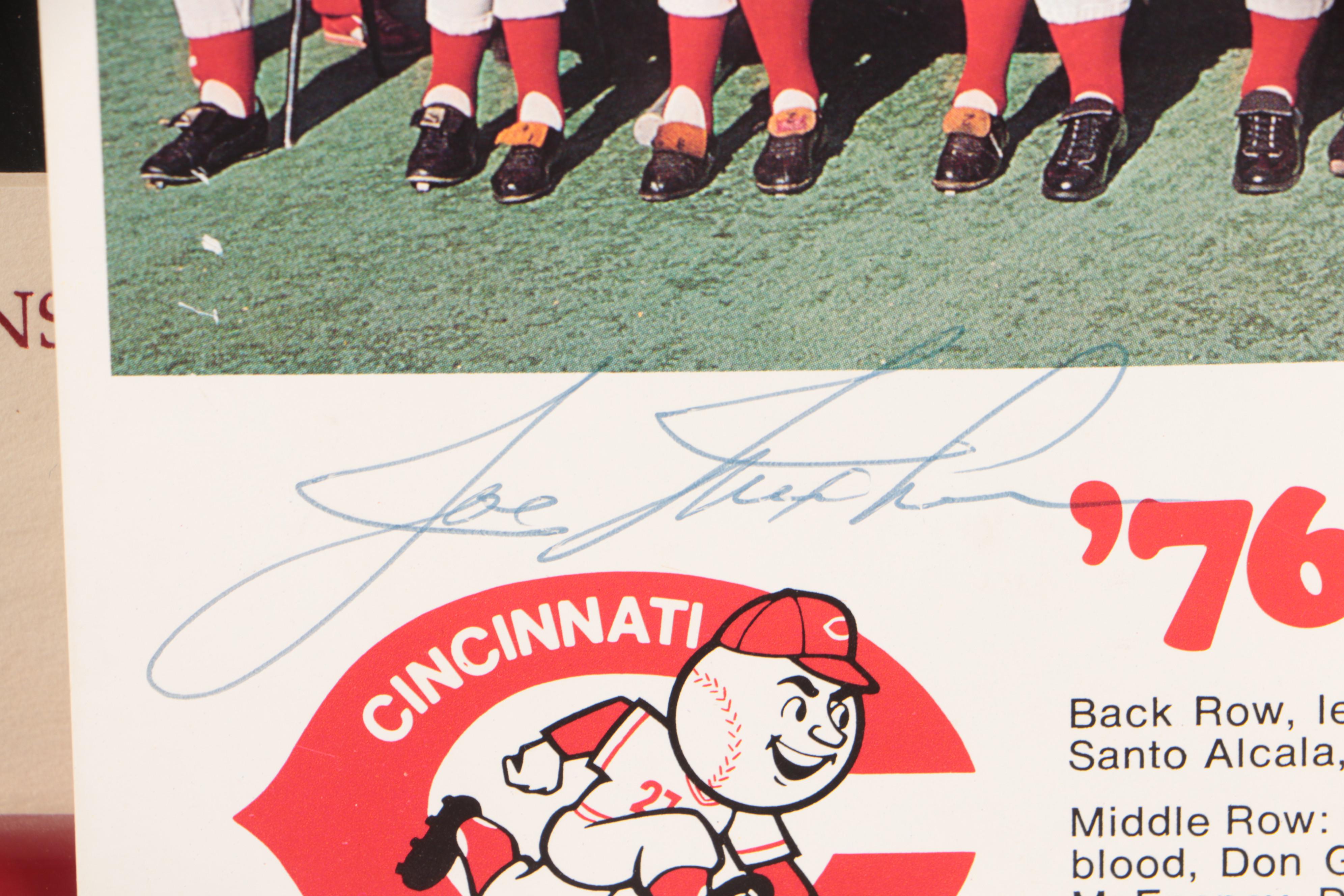 Joe Nuxhall Signed Cincinnati Reds Team Print with Ohio State Memorabilia