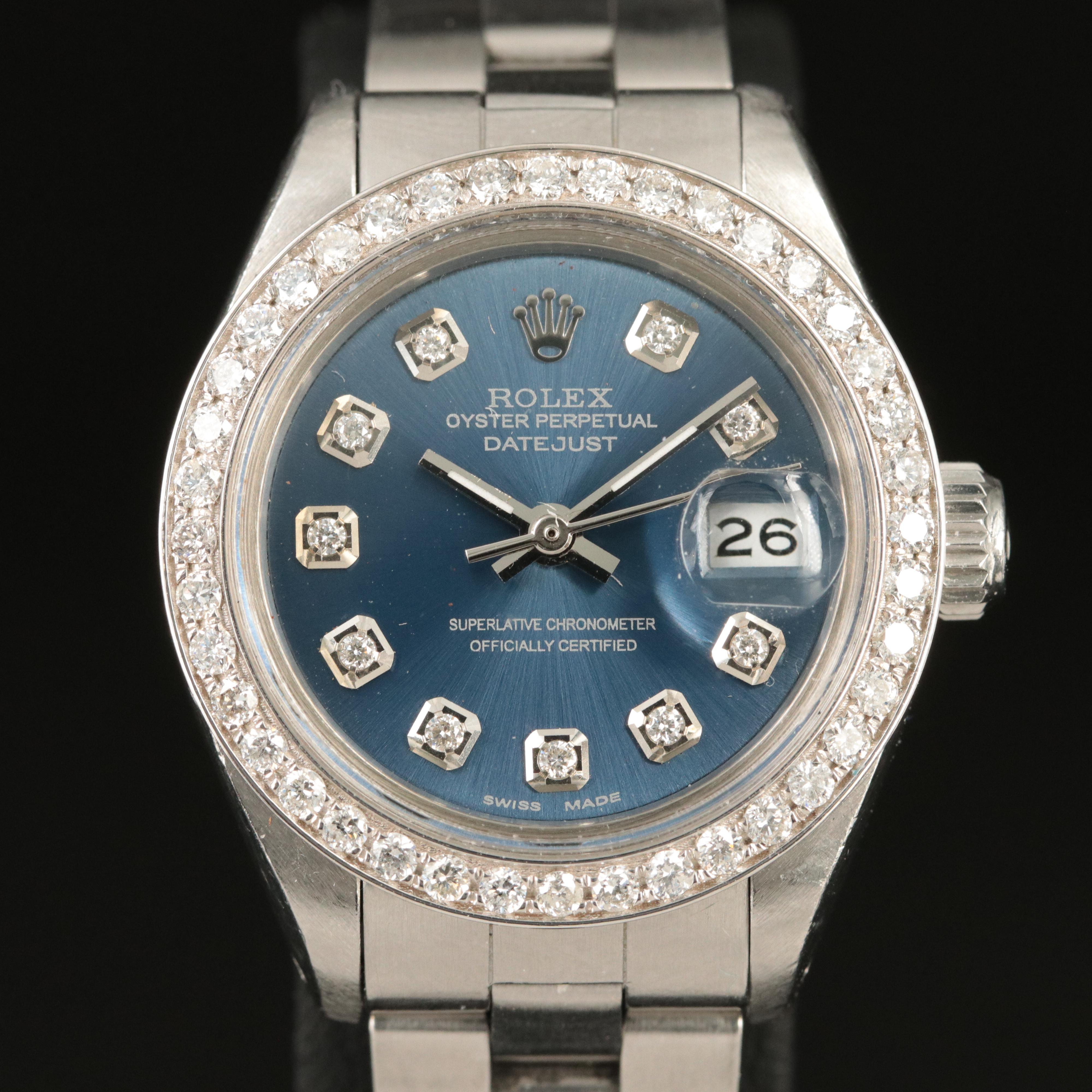 1982 Rolex Custom Diamond Dial and Bezel Datejust Watch