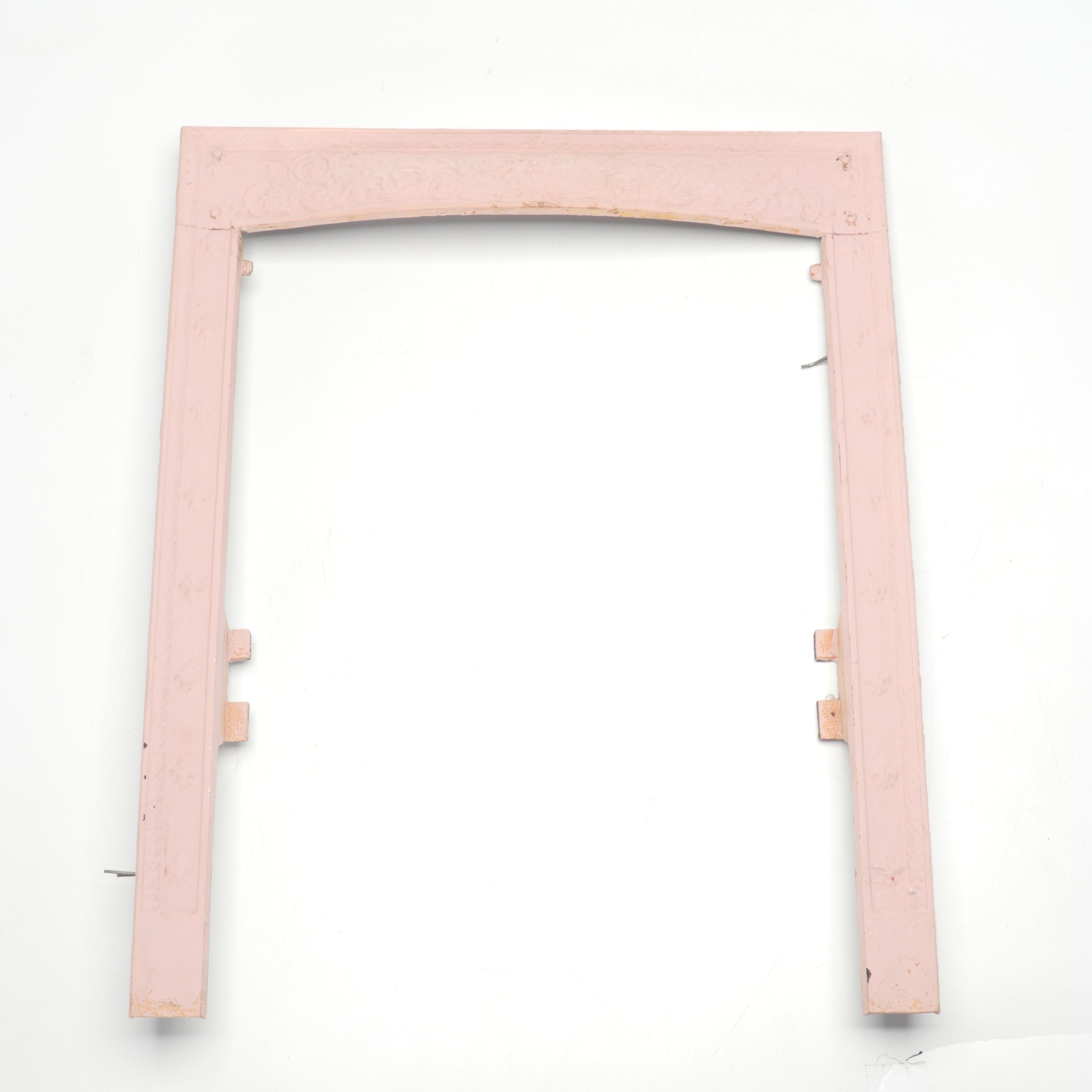 Embossed Neoclassical Motif Metal Fireplace Summer Cover and Surround