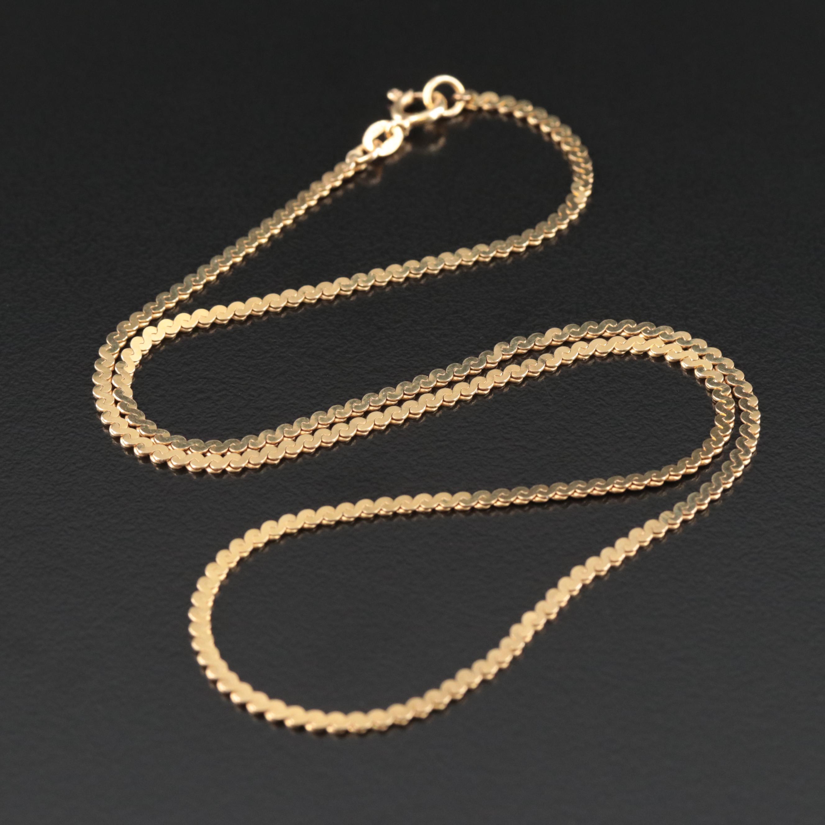 14K Serpentine Chain Necklace