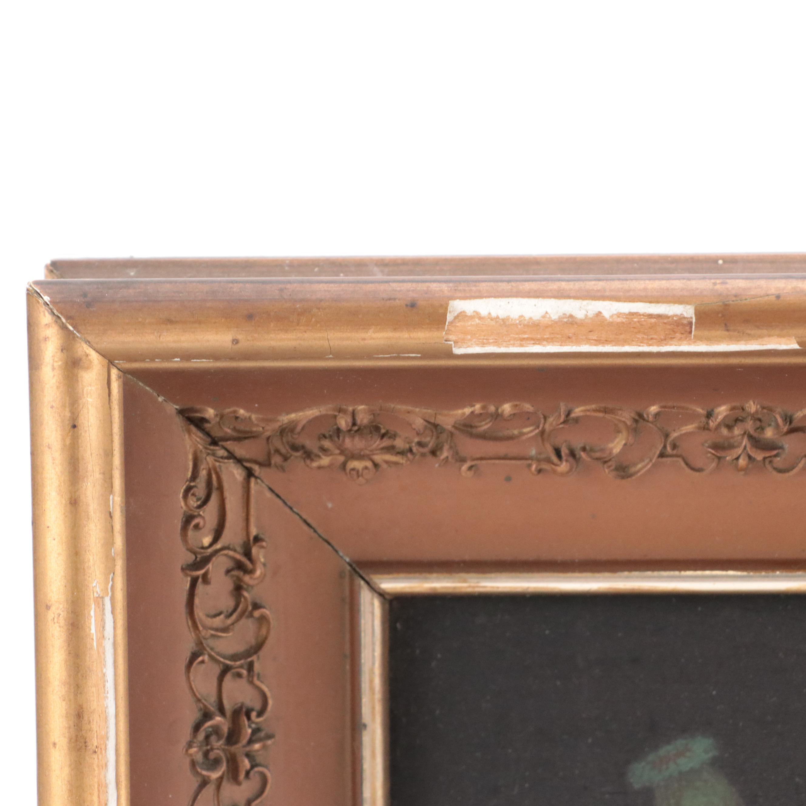 Miniature Glass Bottles in Shadow Box with Flower Painting