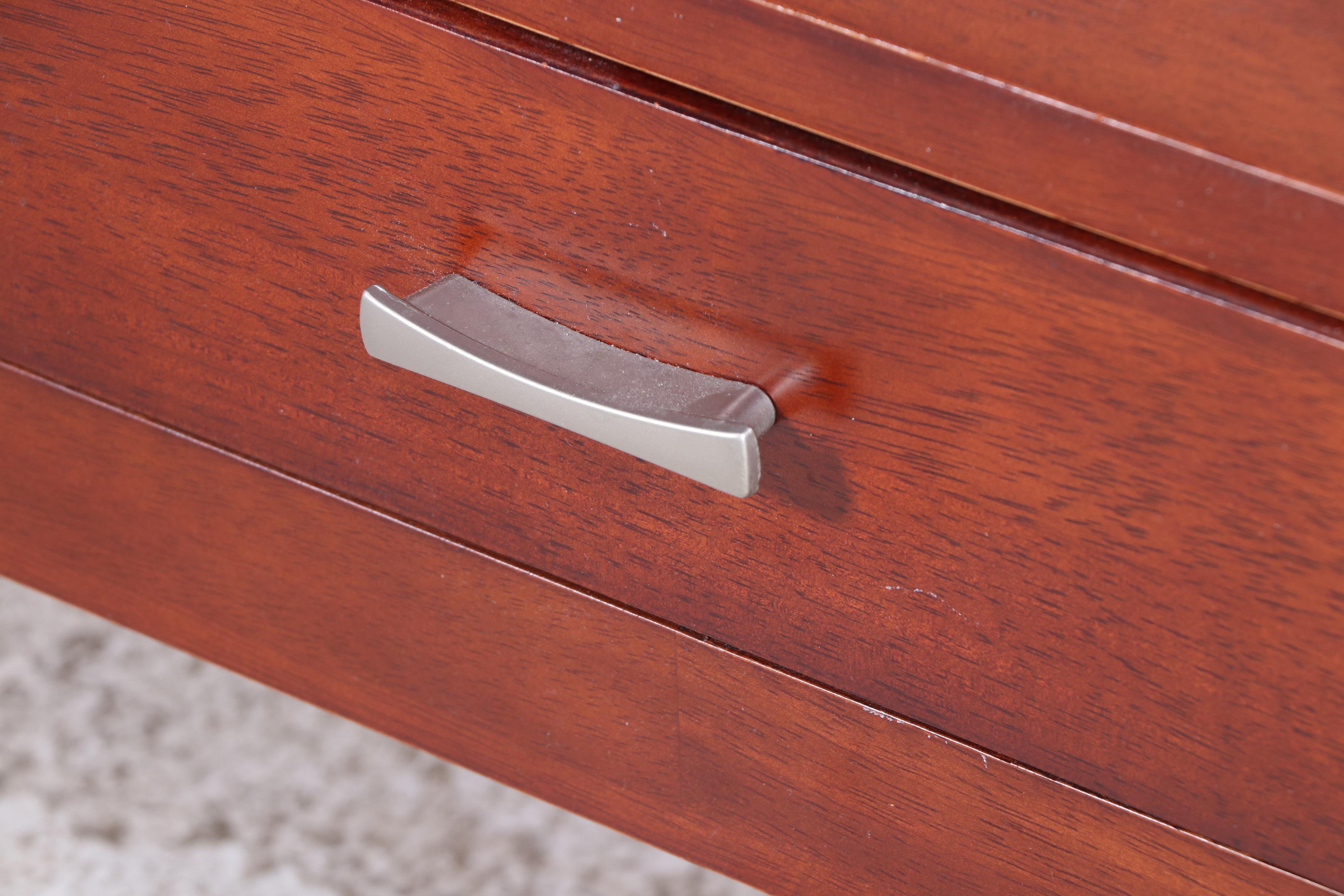 Contemporary Hardwood Two-Drawer Coffee Table with Glass Top