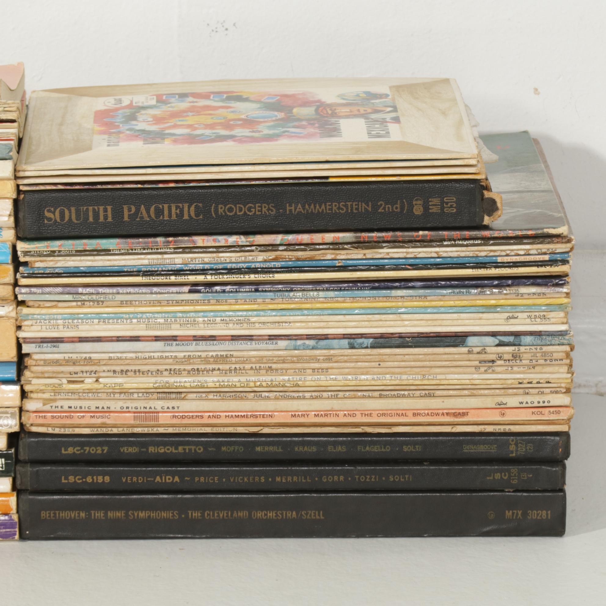 Classical Piano Sheet Music Books with LP Record Mix Including Latin, Musicals